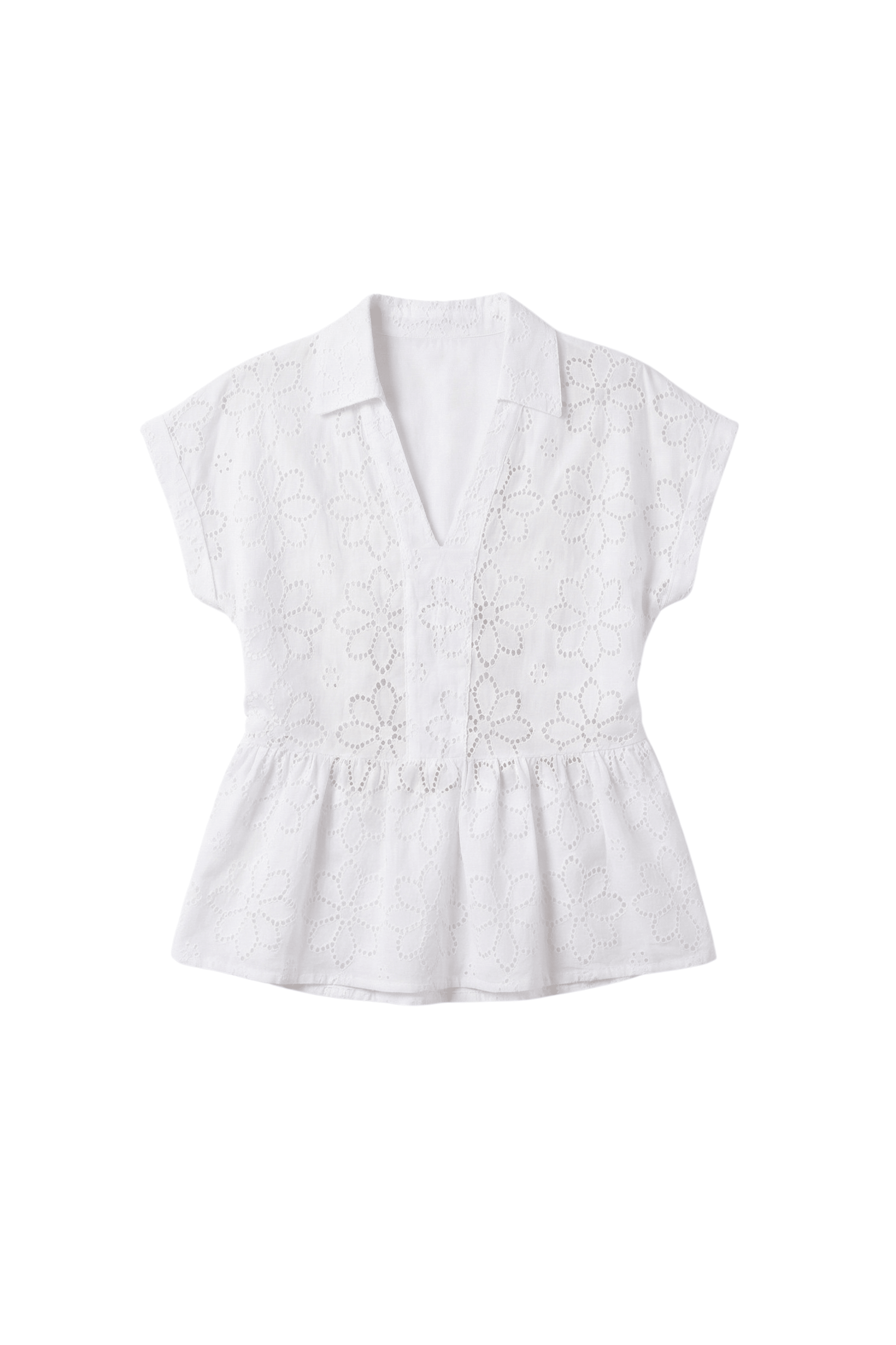 Camisa blanca bordado ingles con recogido Lolitas&L - lolitasyl.com