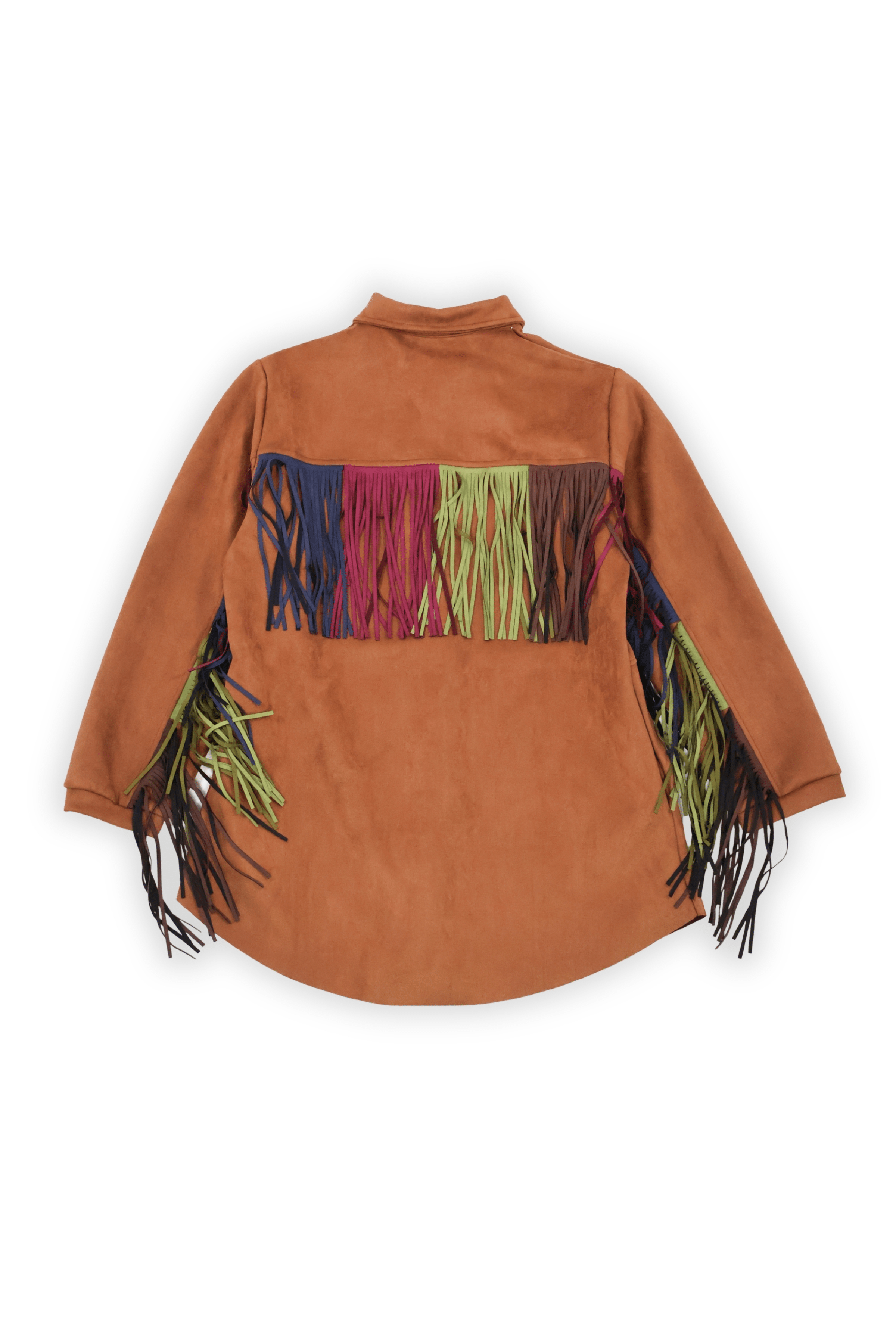 Camisa camel antelina con flecos multicolor Lolitas&L - lolitasyl.com