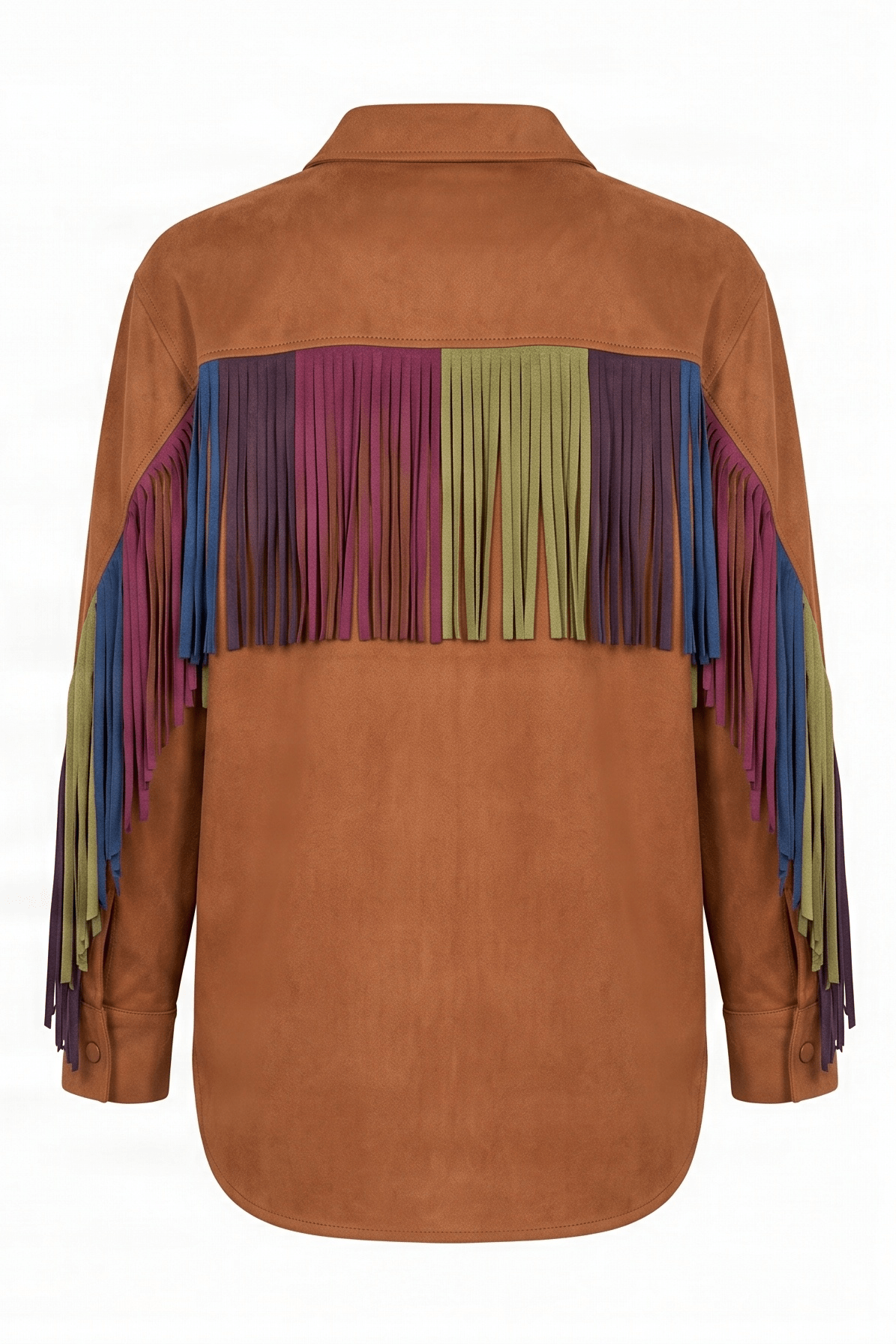 Camisa camel antelina con flecos multicolor Lolitas&L - lolitasyl.com