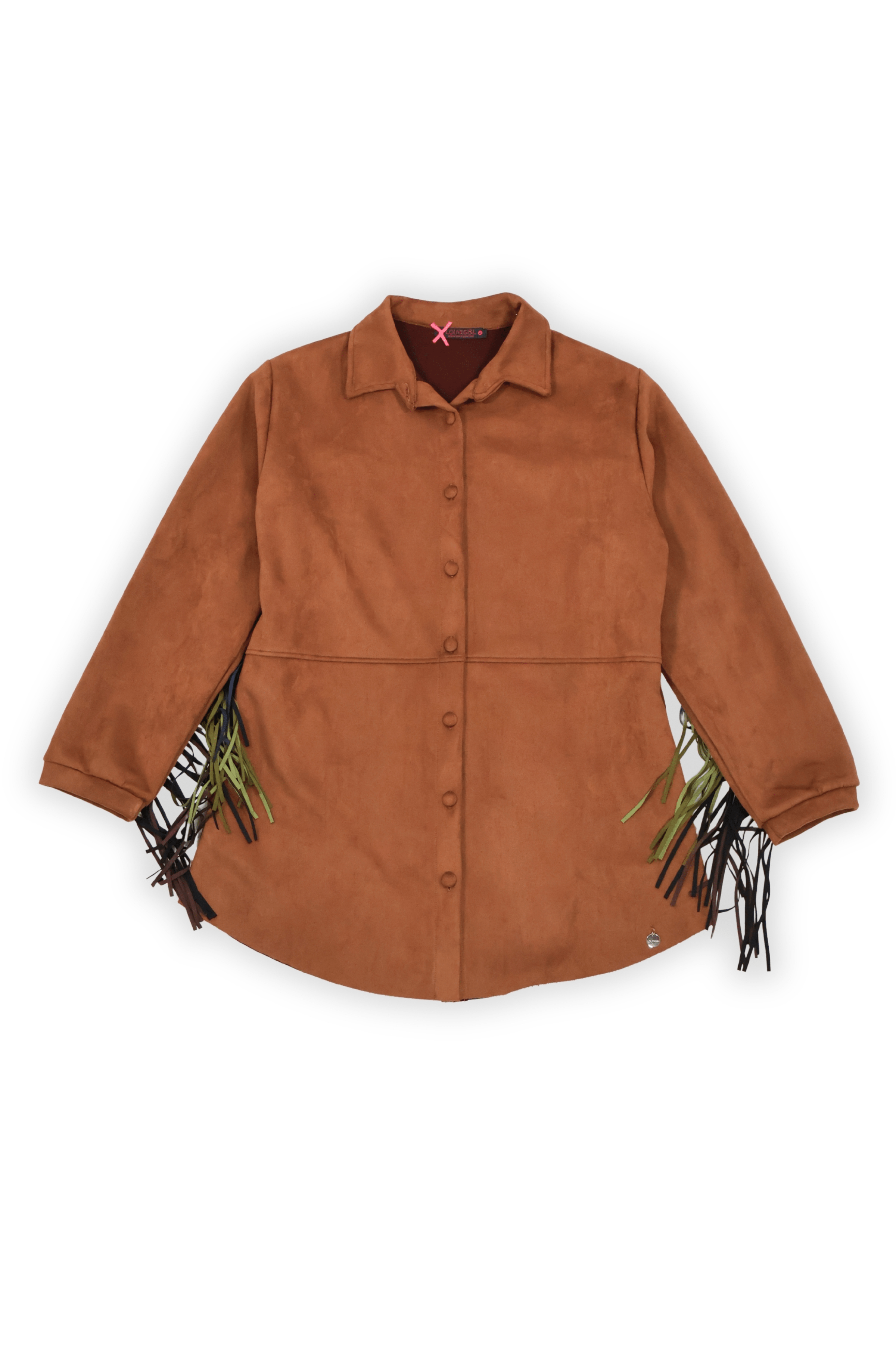 Camisa camel antelina con flecos multicolor Lolitas&L - lolitasyl.com