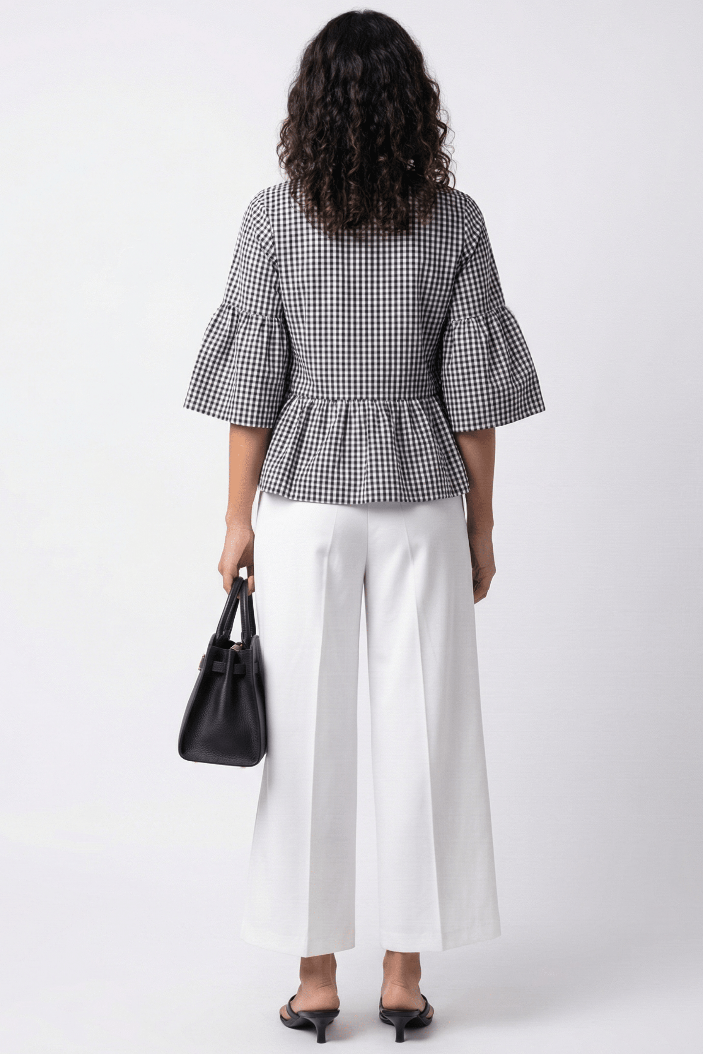 Camisa estampado vichy negra anudada en delantero Lolitas&L - lolitasyl.com