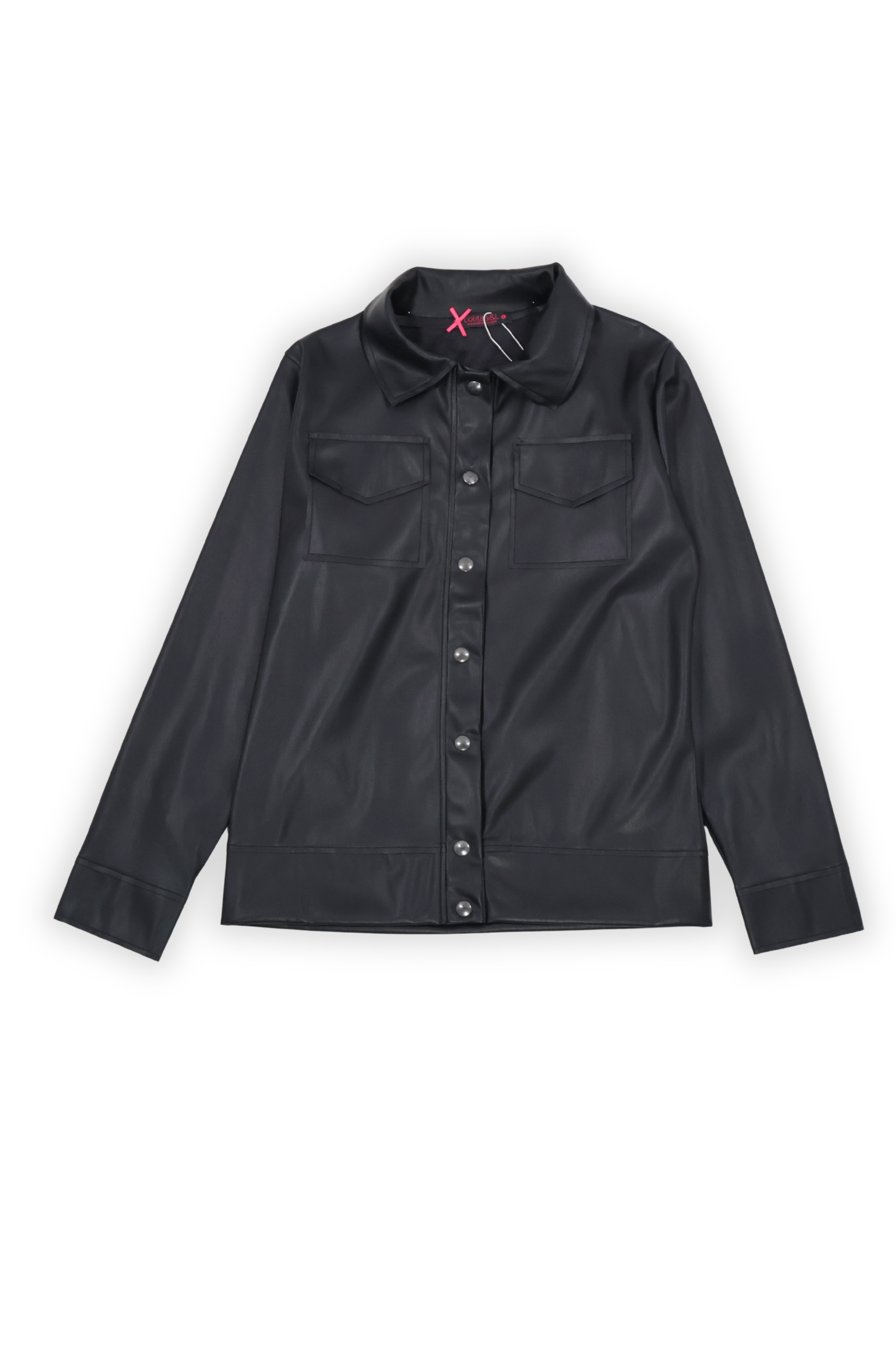 Camisa negra polipiel con automaticos y bolsillos Lolitas&L - lolitasyl.com