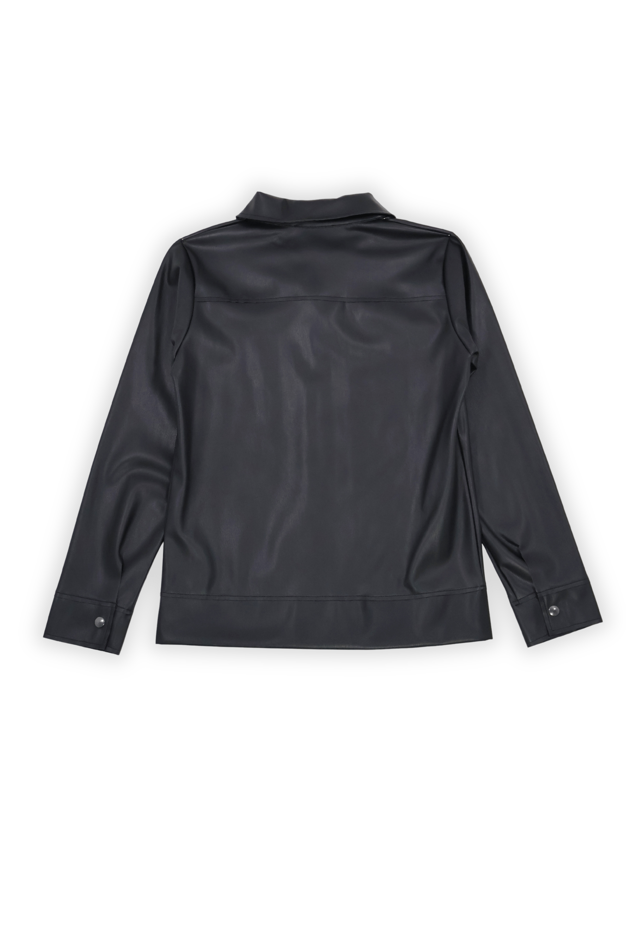 Camisa negra polipiel con automaticos y bolsillos Lolitas&L - lolitasyl.com