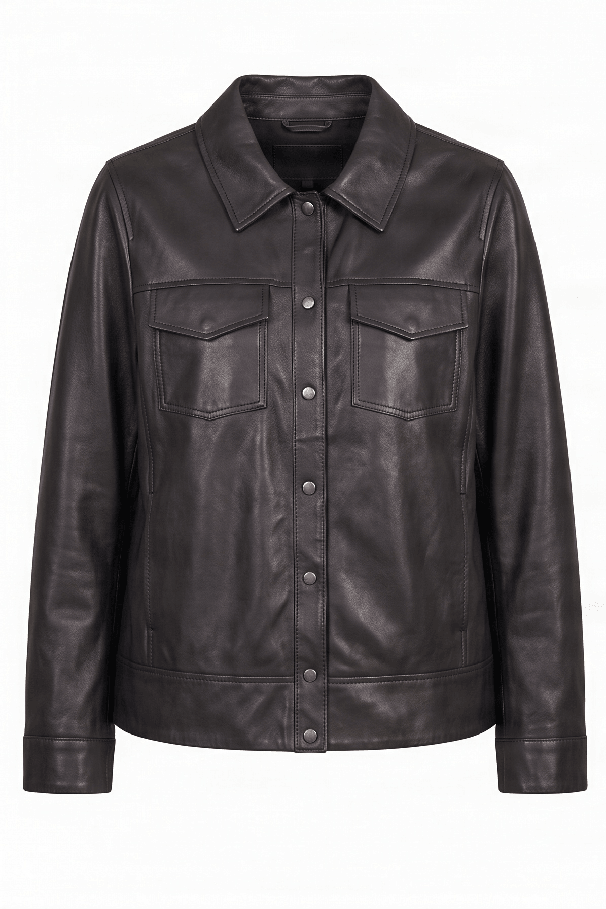Camisa negra polipiel con automaticos y bolsillos Lolitas&L - lolitasyl.com