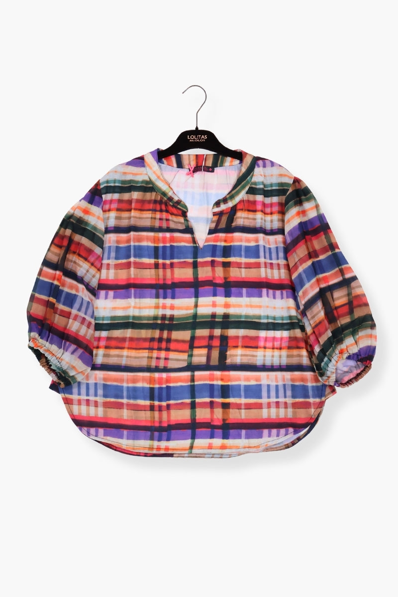 Camisa Preloved estampado cuadros con goma LolitasyL