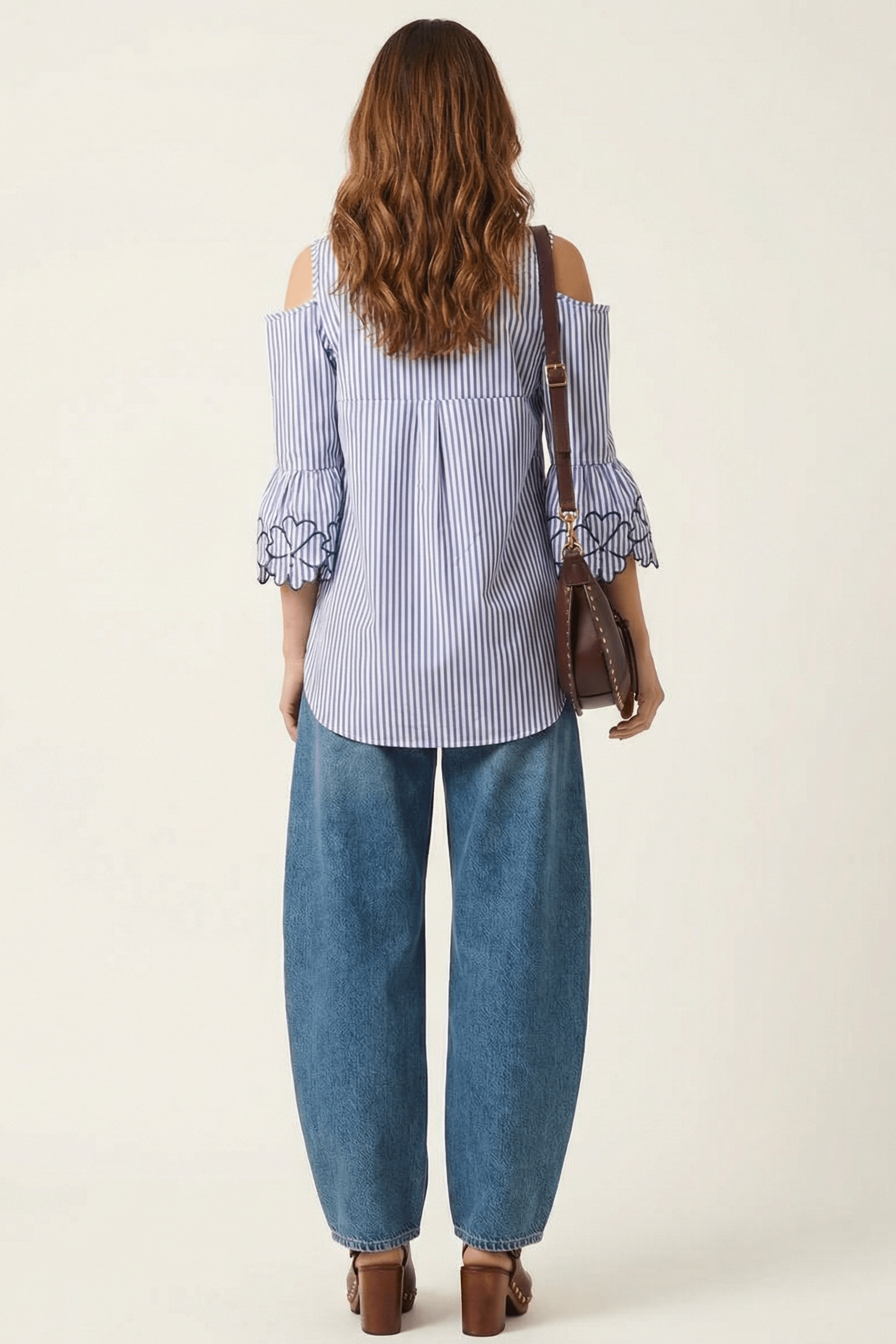 Camisa rayas azul royal manga bordada Lolitas&L - lolitasyl.com