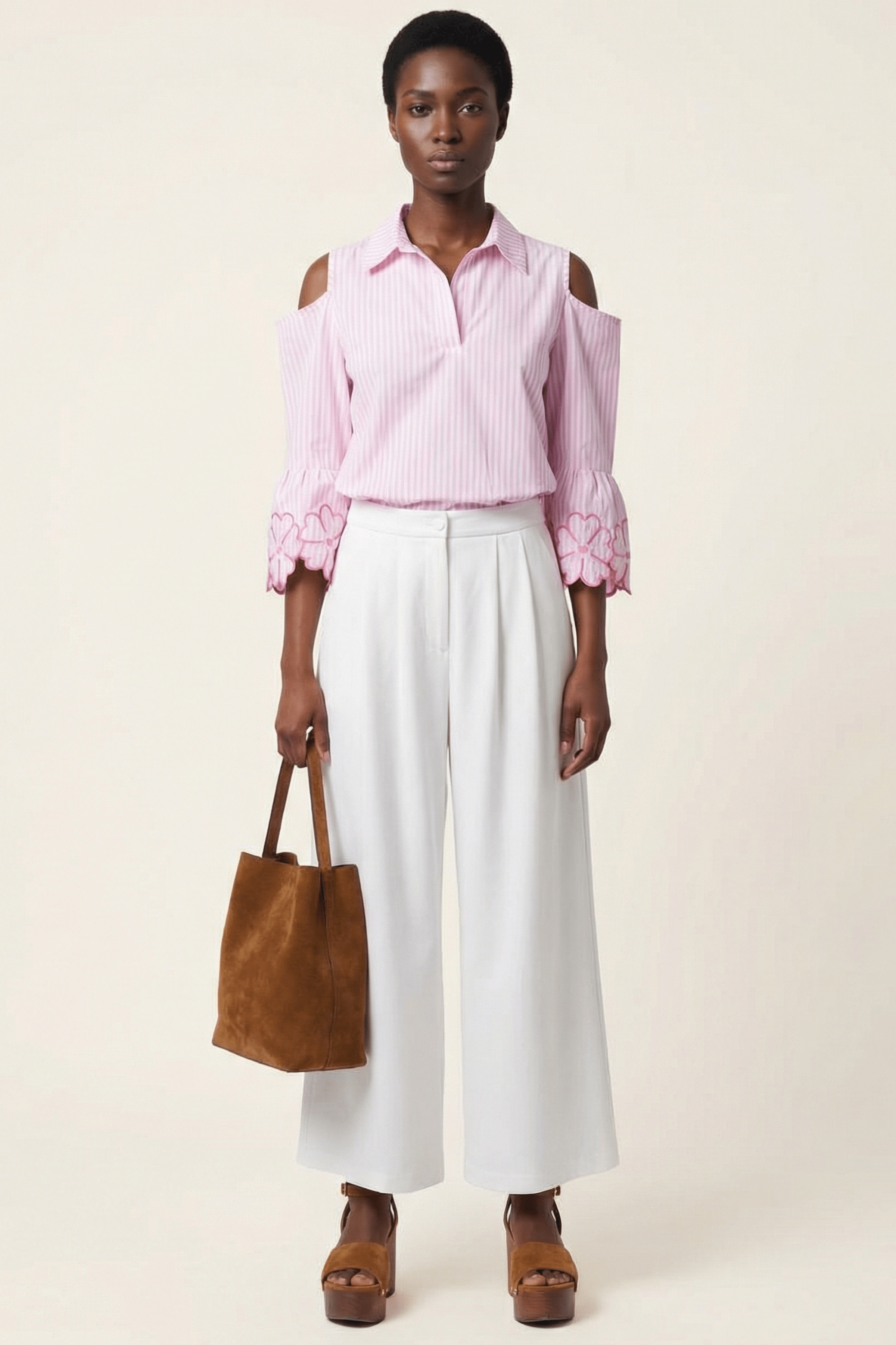 Camisa rayas rosa manga bordada Lolitas&L - lolitasyl.com