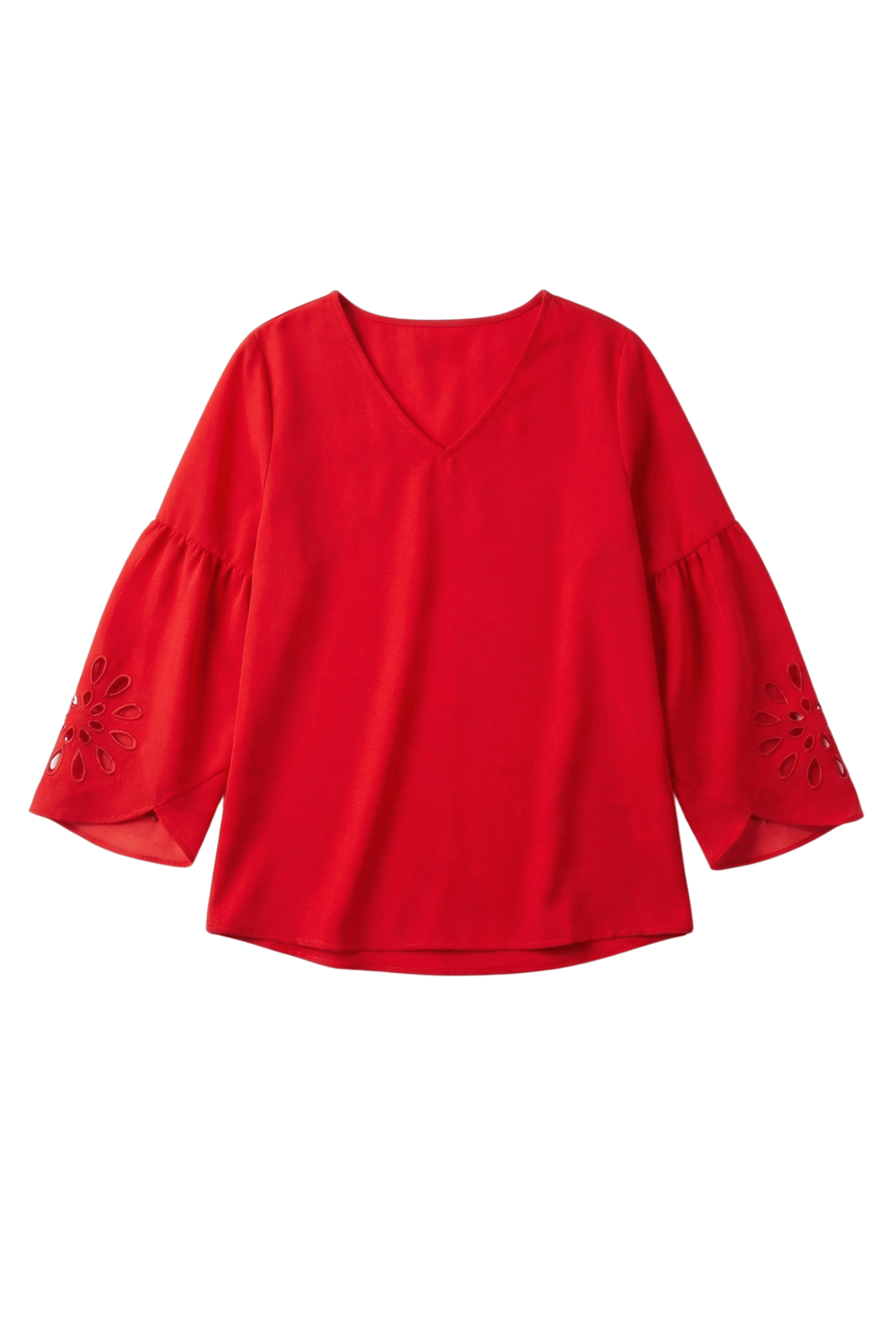 Camisa roja con bordado calado en mangas Lolitas&L - lolitasyl.com