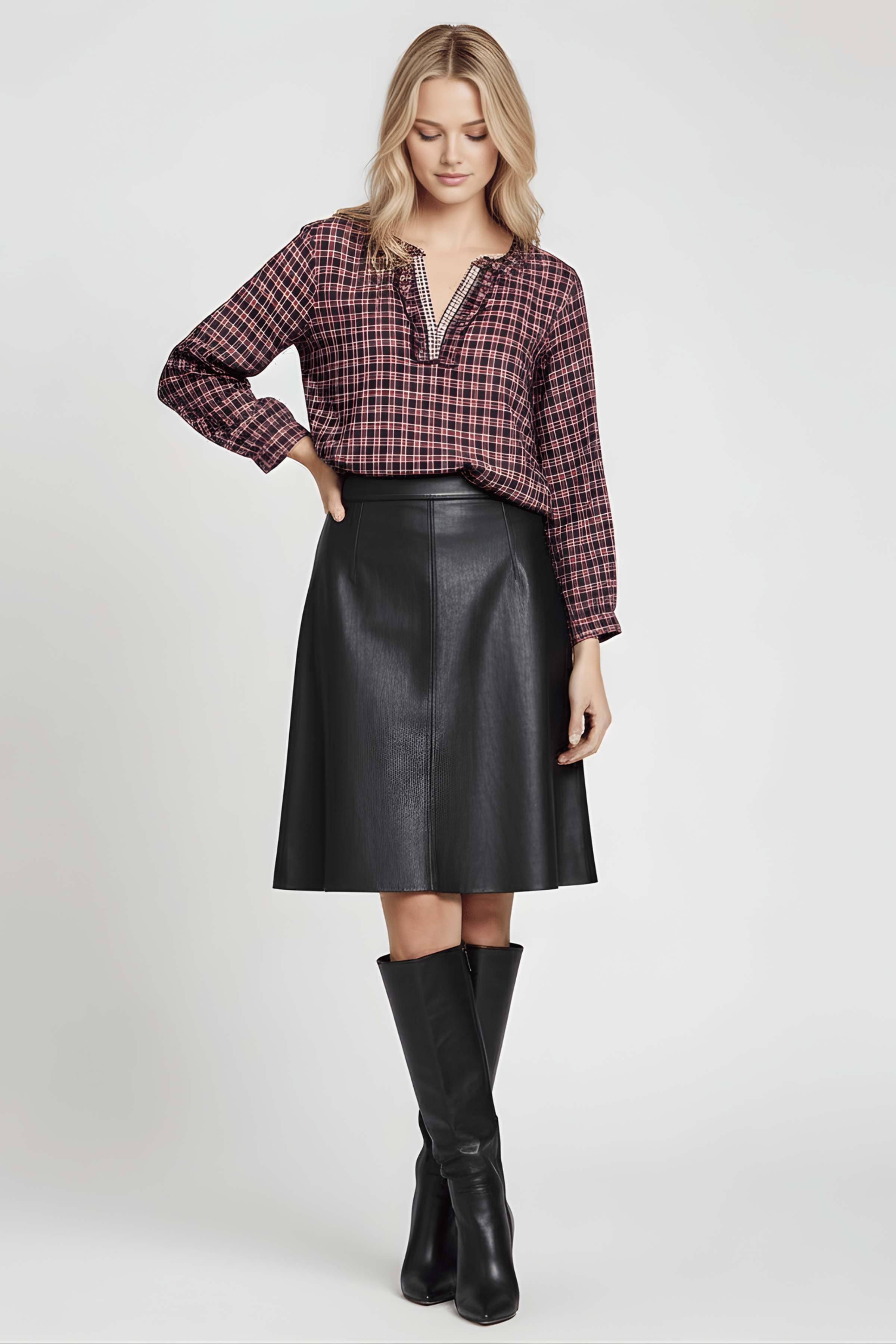 Camisa tartan gris con strass y cordon Lolitas&L - lolitasyl.com