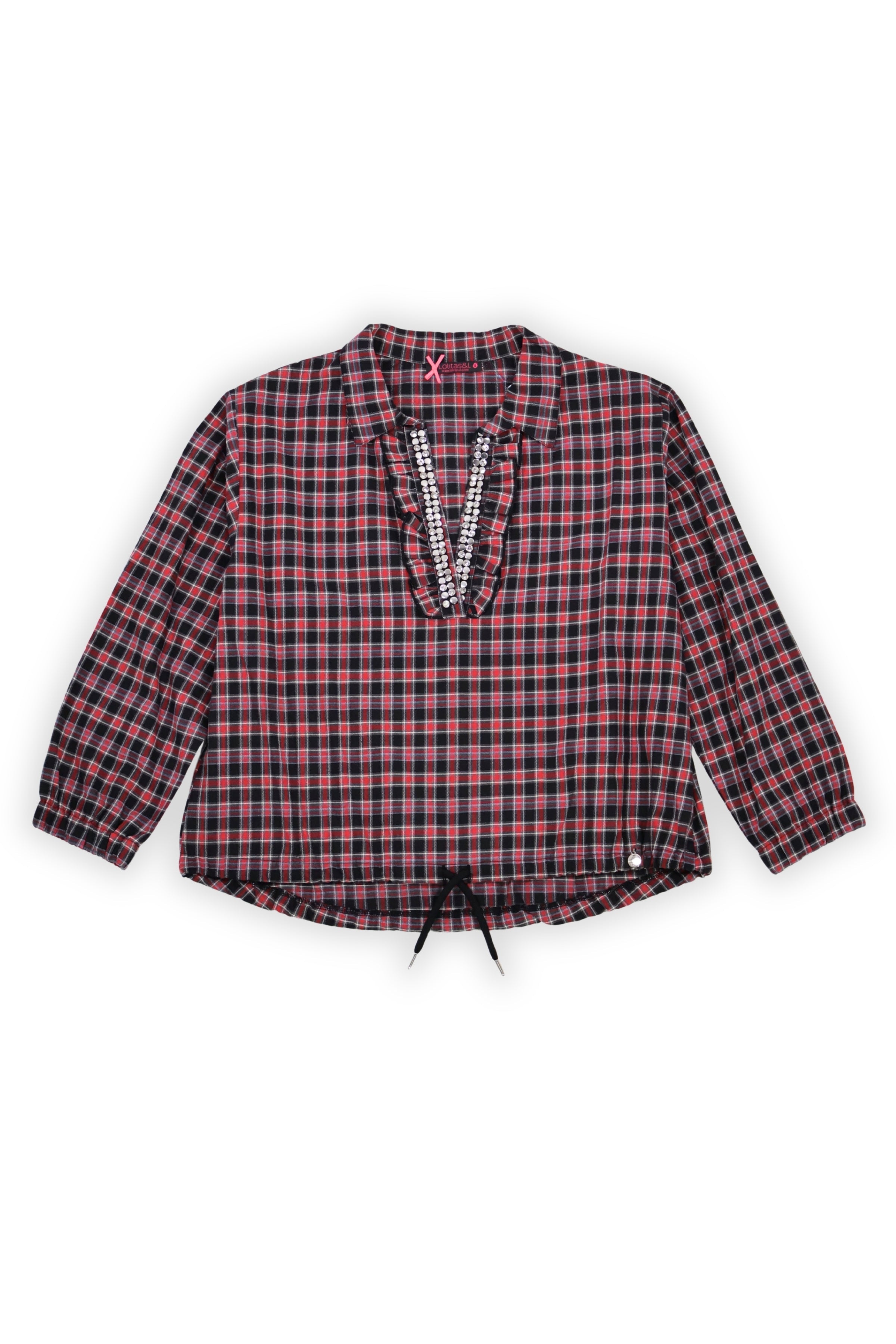 Camisa tartan gris con strass y cordon Lolitas&L - lolitasyl.com