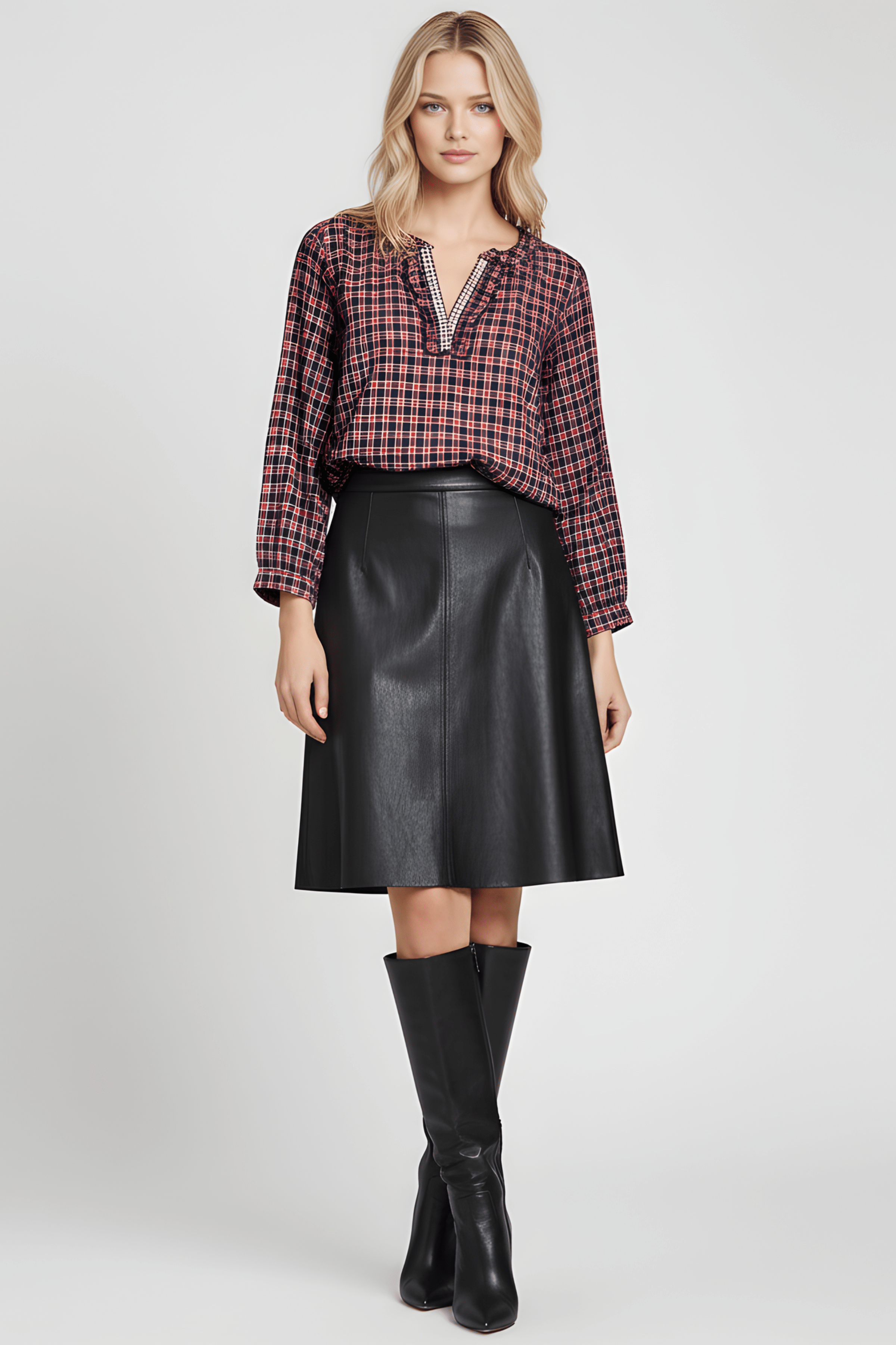 Camisa tartan gris con strass y cordon Lolitas&L - lolitasyl.com