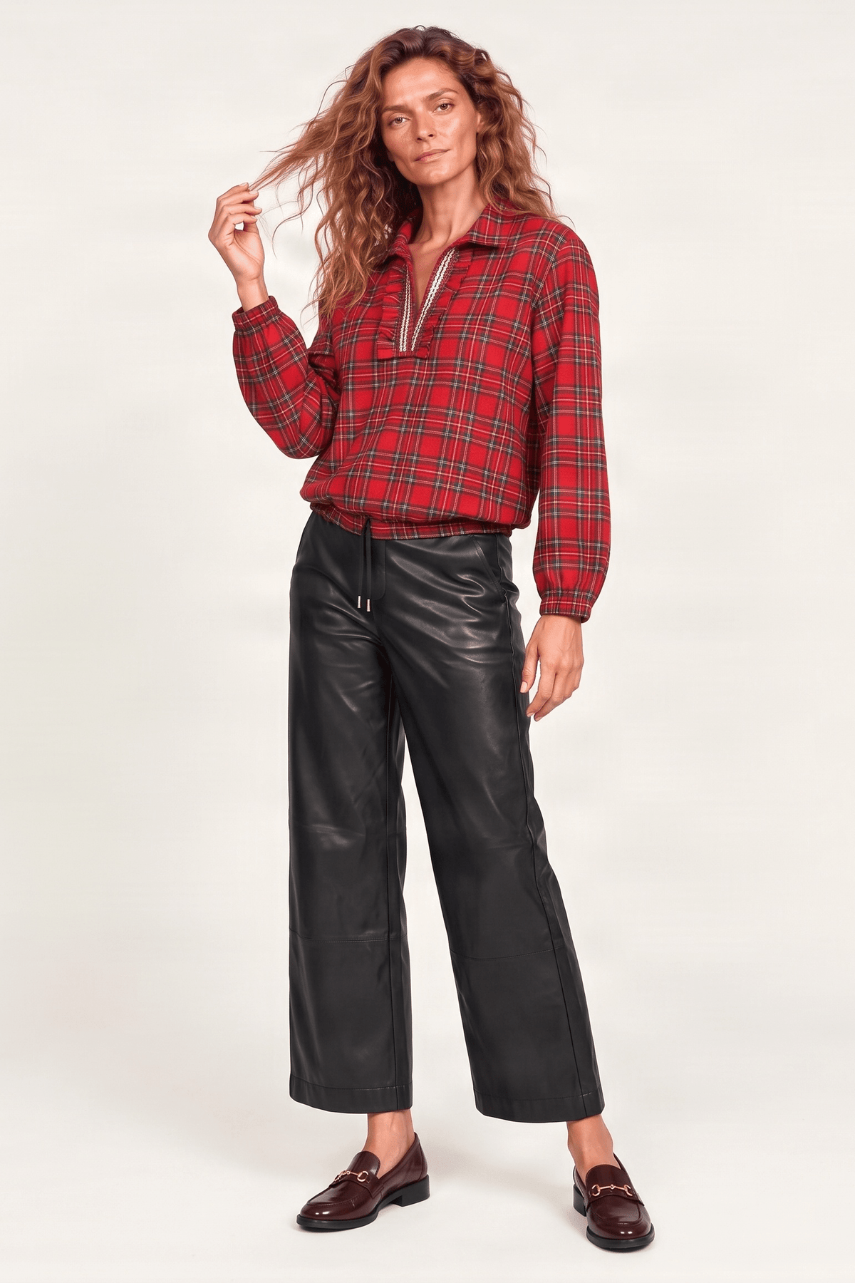 Camisa tartan rojo con strass y cordon Lolitas&L - lolitasyl.com