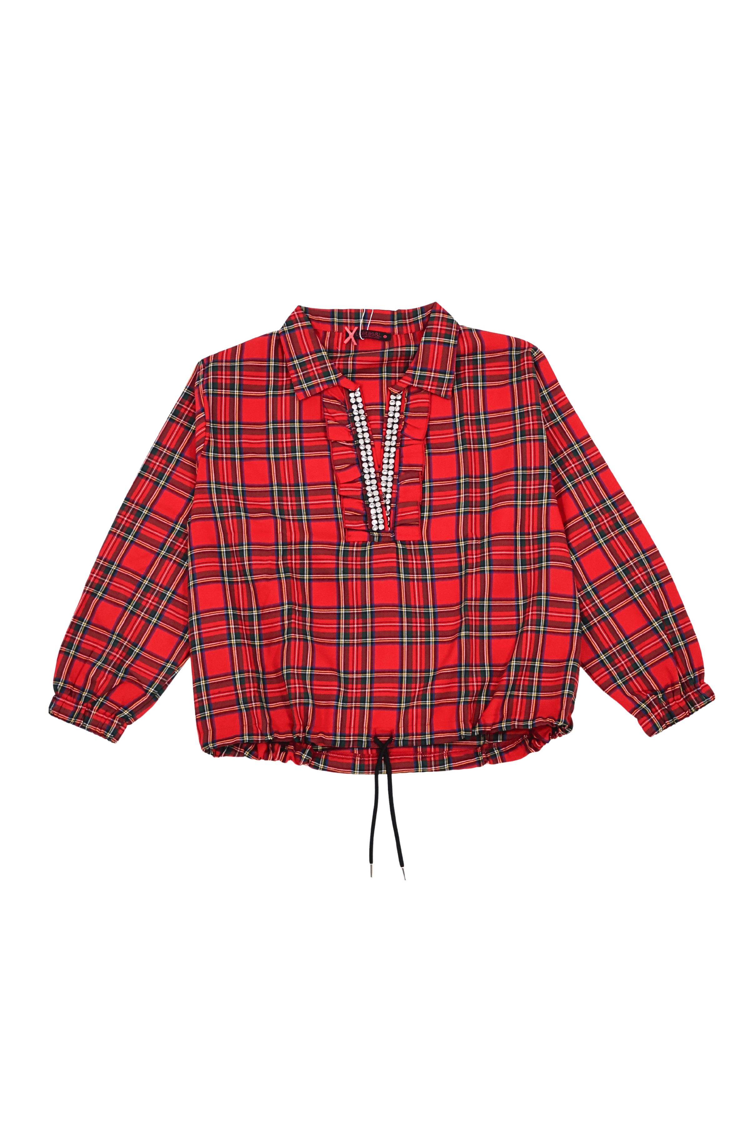 Camisa tartan rojo con strass y cordon Lolitas&L - lolitasyl.com