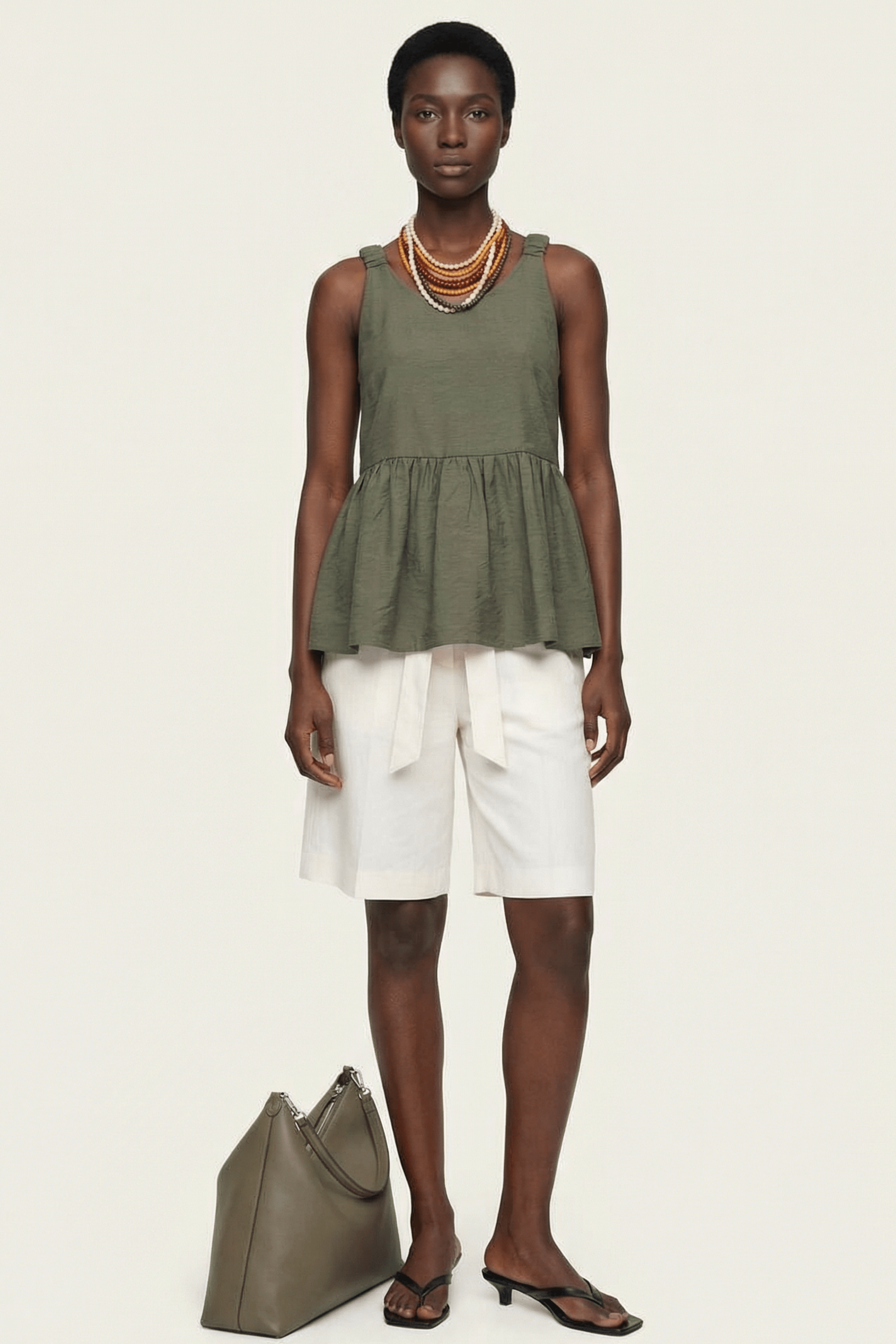 Camisa verde militar tirantes con faldon fruncido Lolitas&L - lolitasyl.com