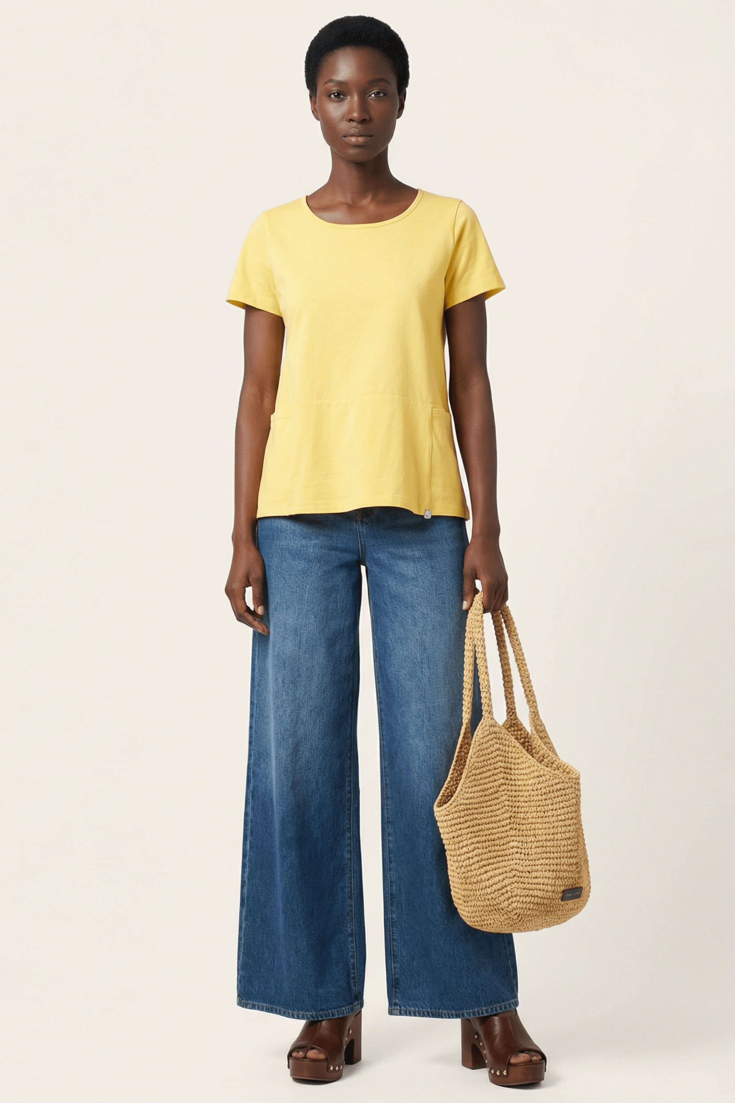 Camiseta amarilla algodon con bolsillos cuadrados Lolitas&L - lolitasyl.com