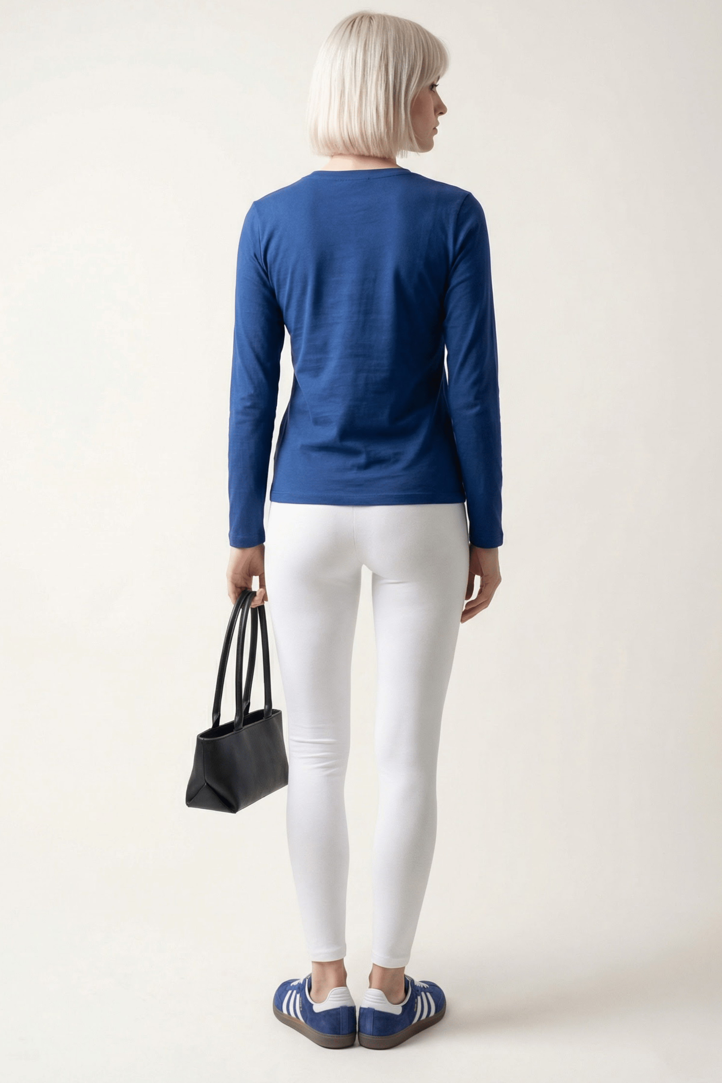 Camiseta azul basica con escote pico y manga larga Lolitas&L - lolitasyl.com