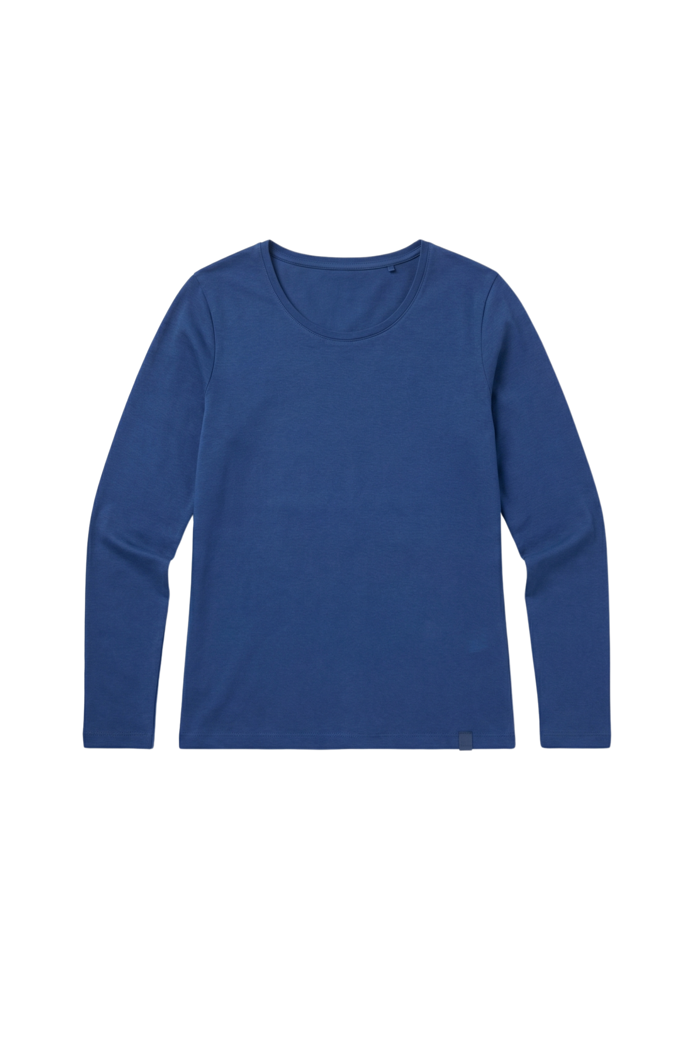 Camiseta azul basica con escote collar y manga larga Lolitas&L