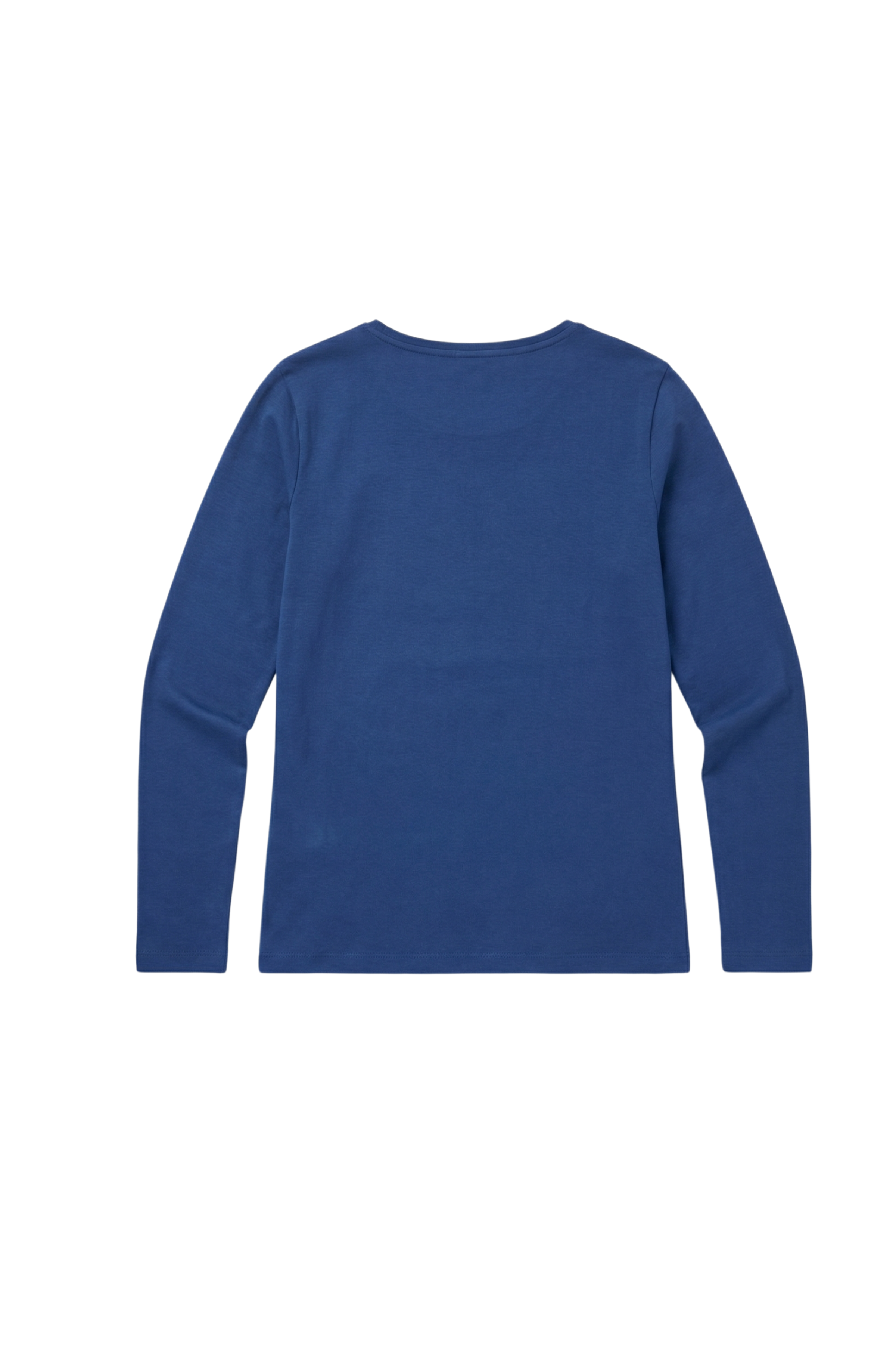 Camiseta azul basica con escote collar y manga larga Lolitas&L