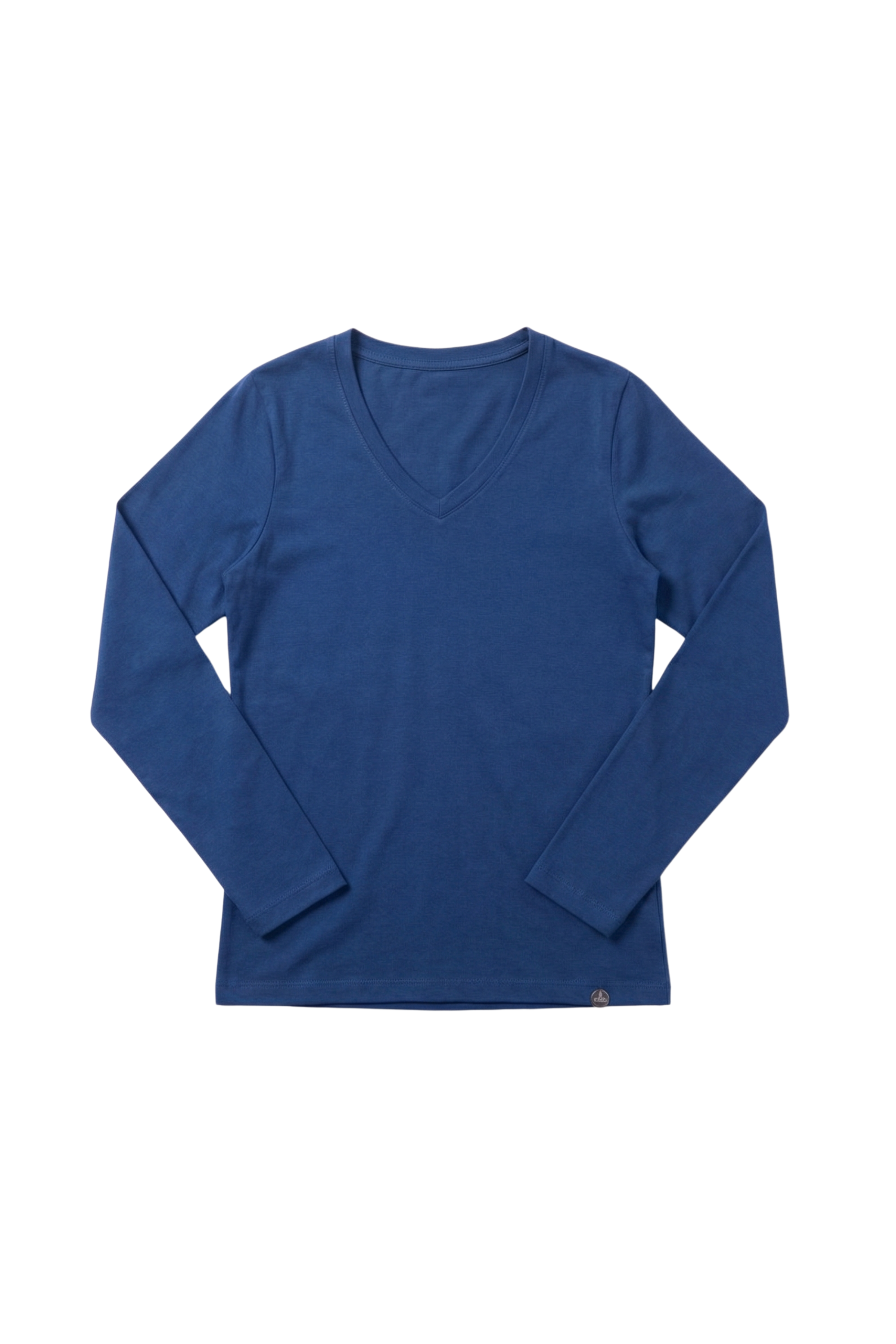 Camiseta azul basica con escote pico y manga larga Lolitas&L