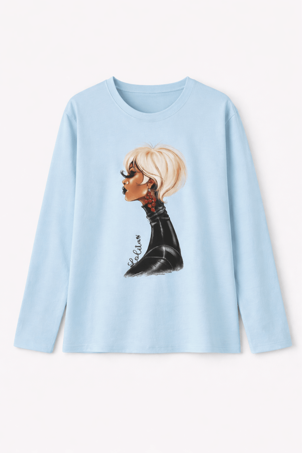 Camiseta Azul Cielo de Manga Larga con Print Digital Ilustrado – Lolitas&L - lolitasyl.com
