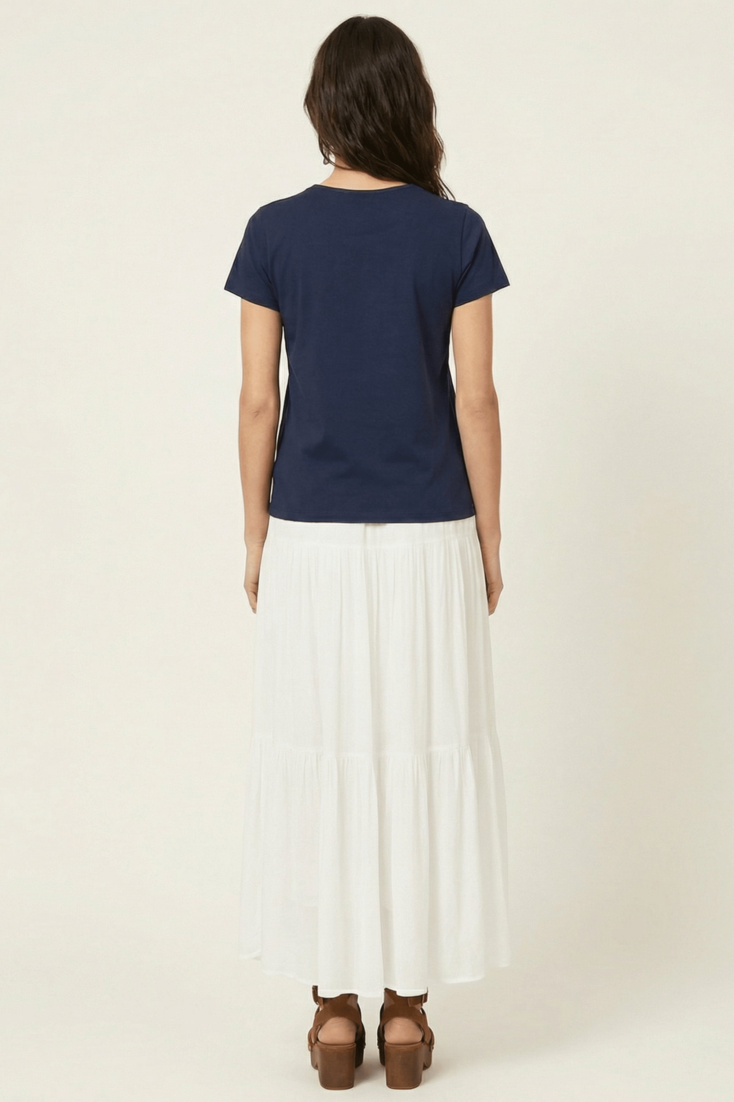 Camiseta azul con bordado cesta y flores de manga corta Lolitas&L - lolitasyl.com