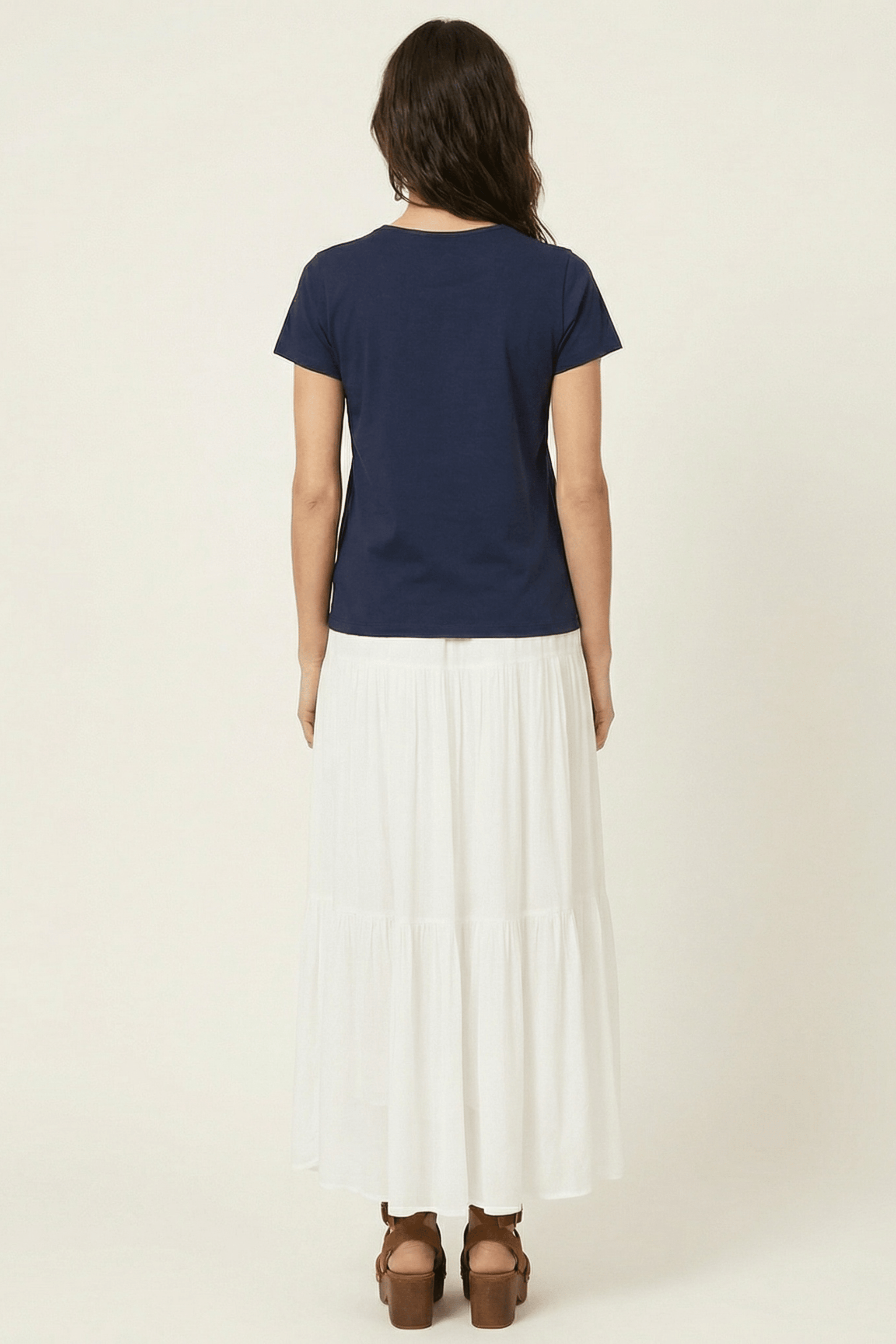 Camiseta azul con bordado cesta y flores de manga corta Lolitas&L - lolitasyl.com