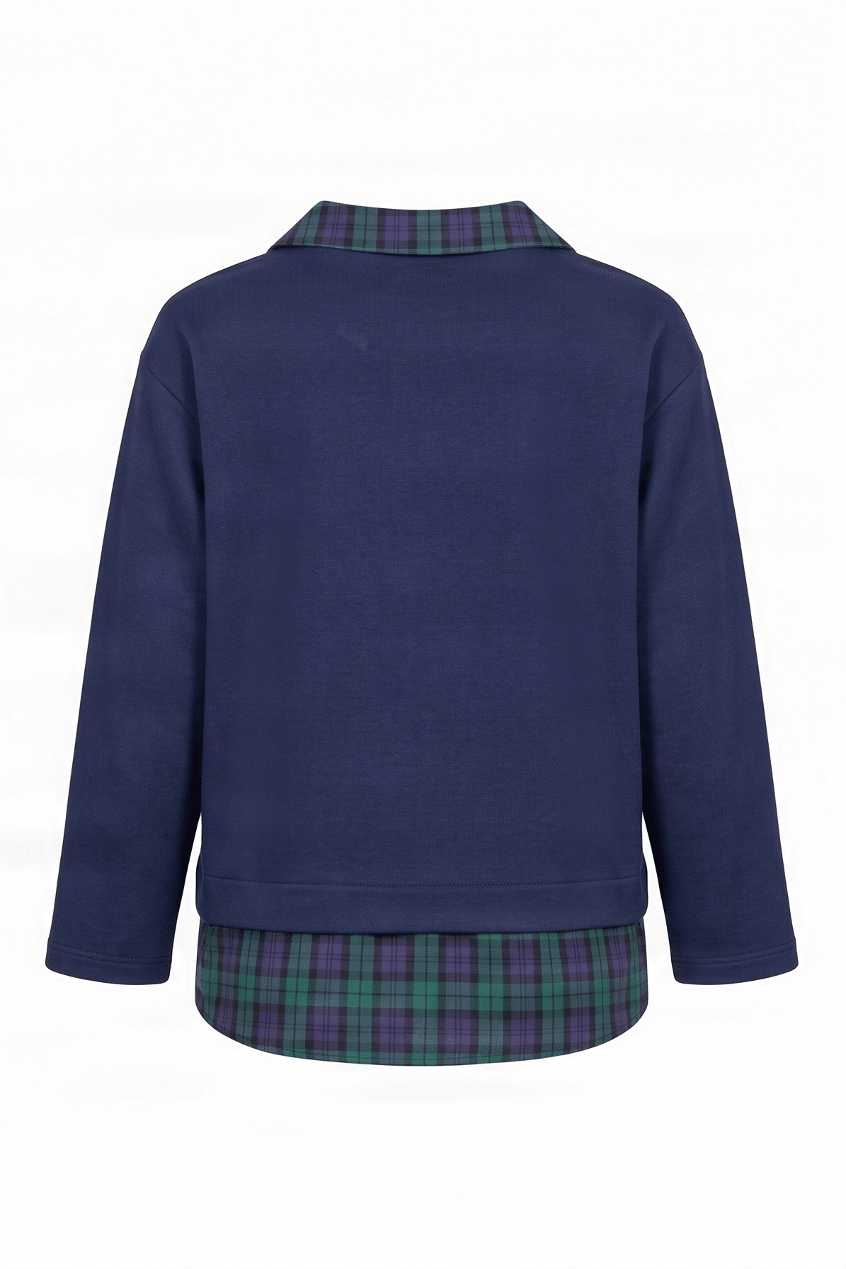 Camiseta azul con cuadro escoces verde y bordado osito Lolitas&L - lolitasyl.com