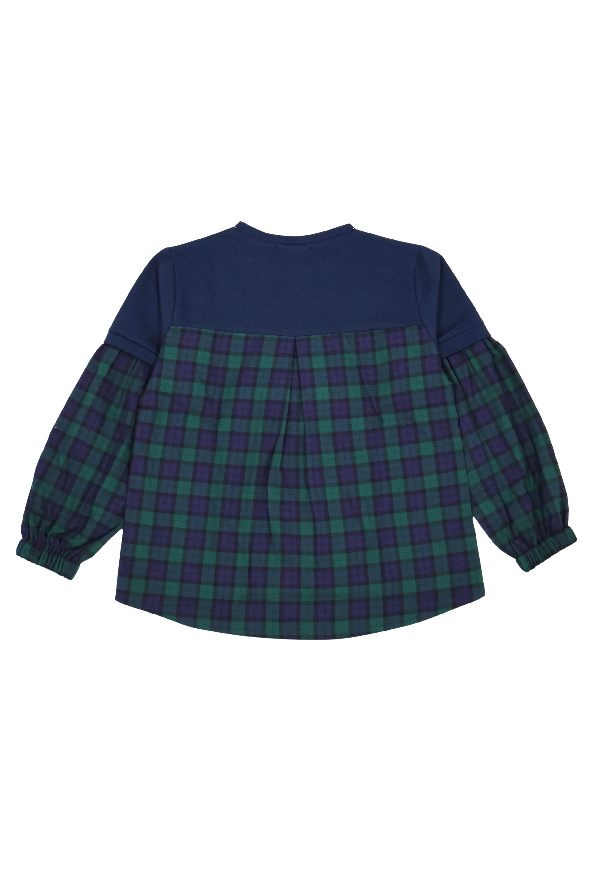 Camiseta azul con cuadro escoces verde bordado zapatillas Lolitas&L