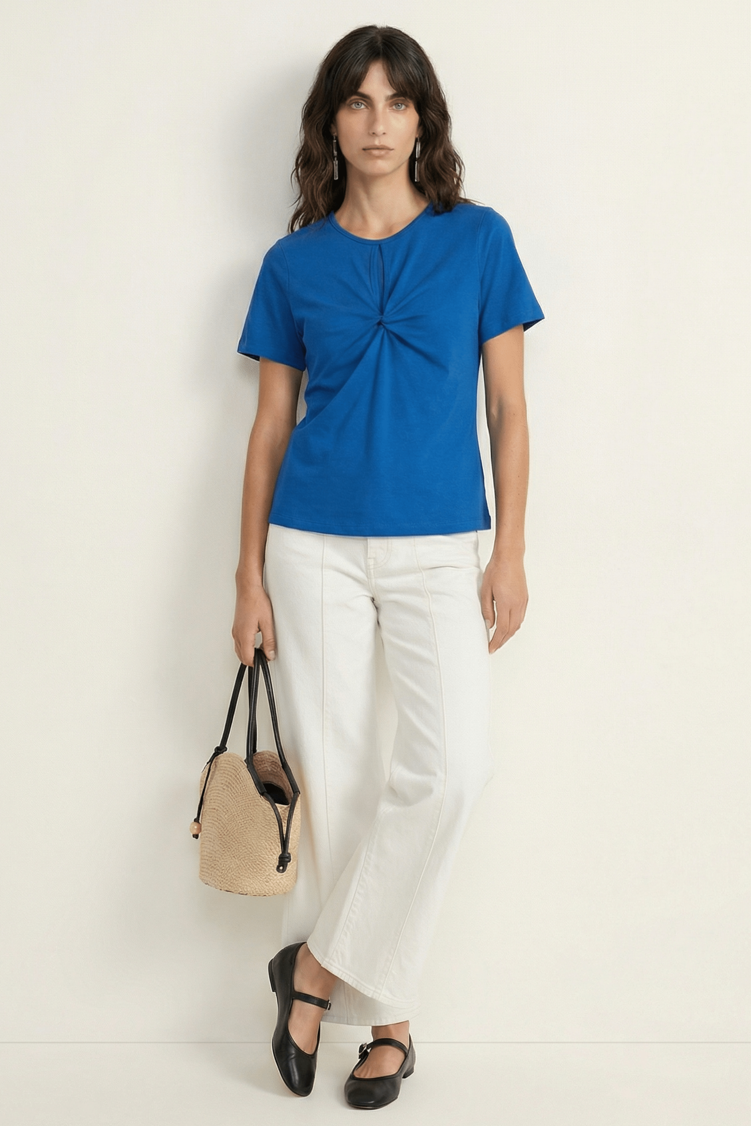 Camiseta azul lagrima con fruncido Lolitas&L - lolitasyl.com