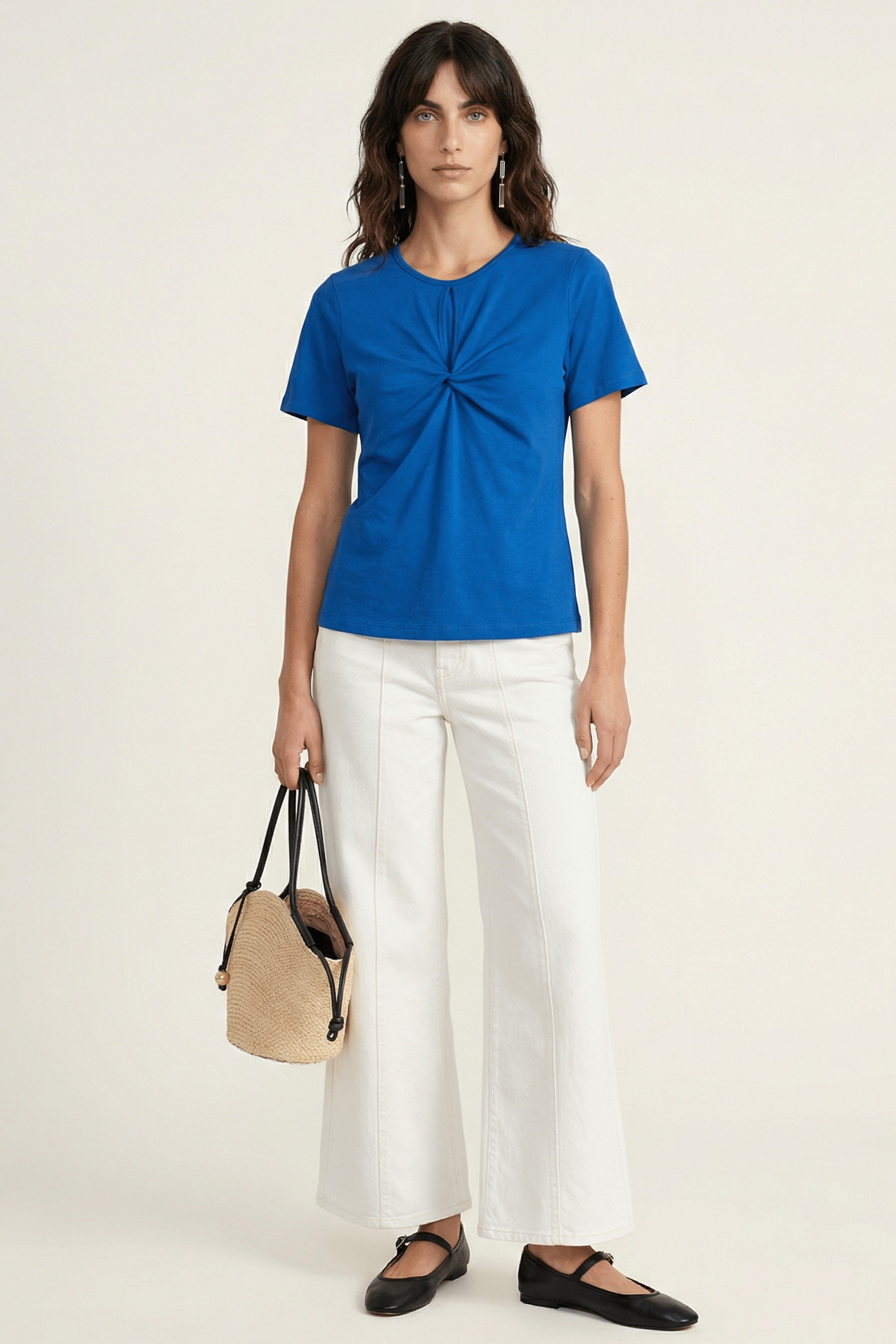 Camiseta azul lagrima con fruncido Lolitas&L - lolitasyl.com