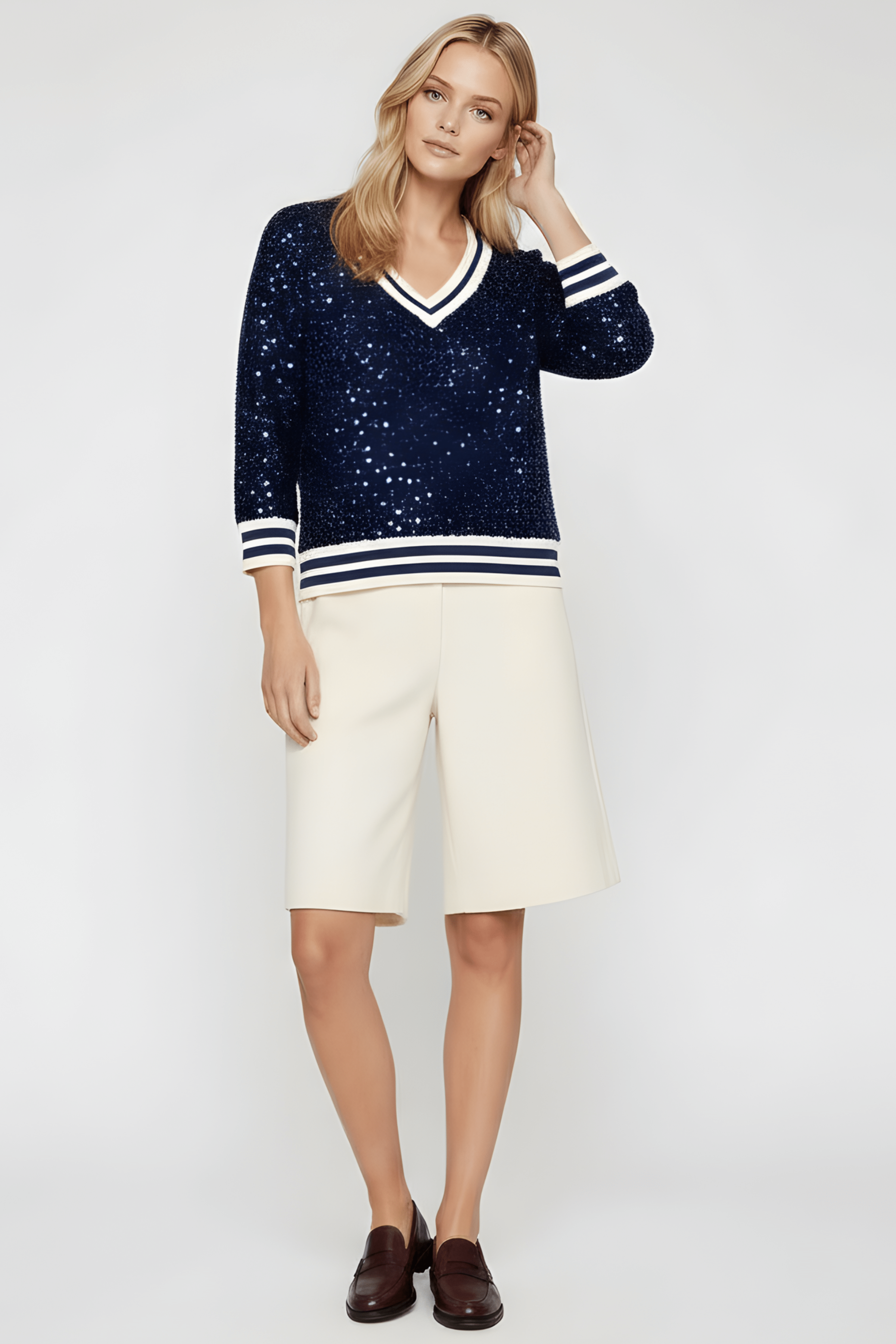 Camiseta azul lentejuelas con elasticos Lolitas&L - lolitasyl.com