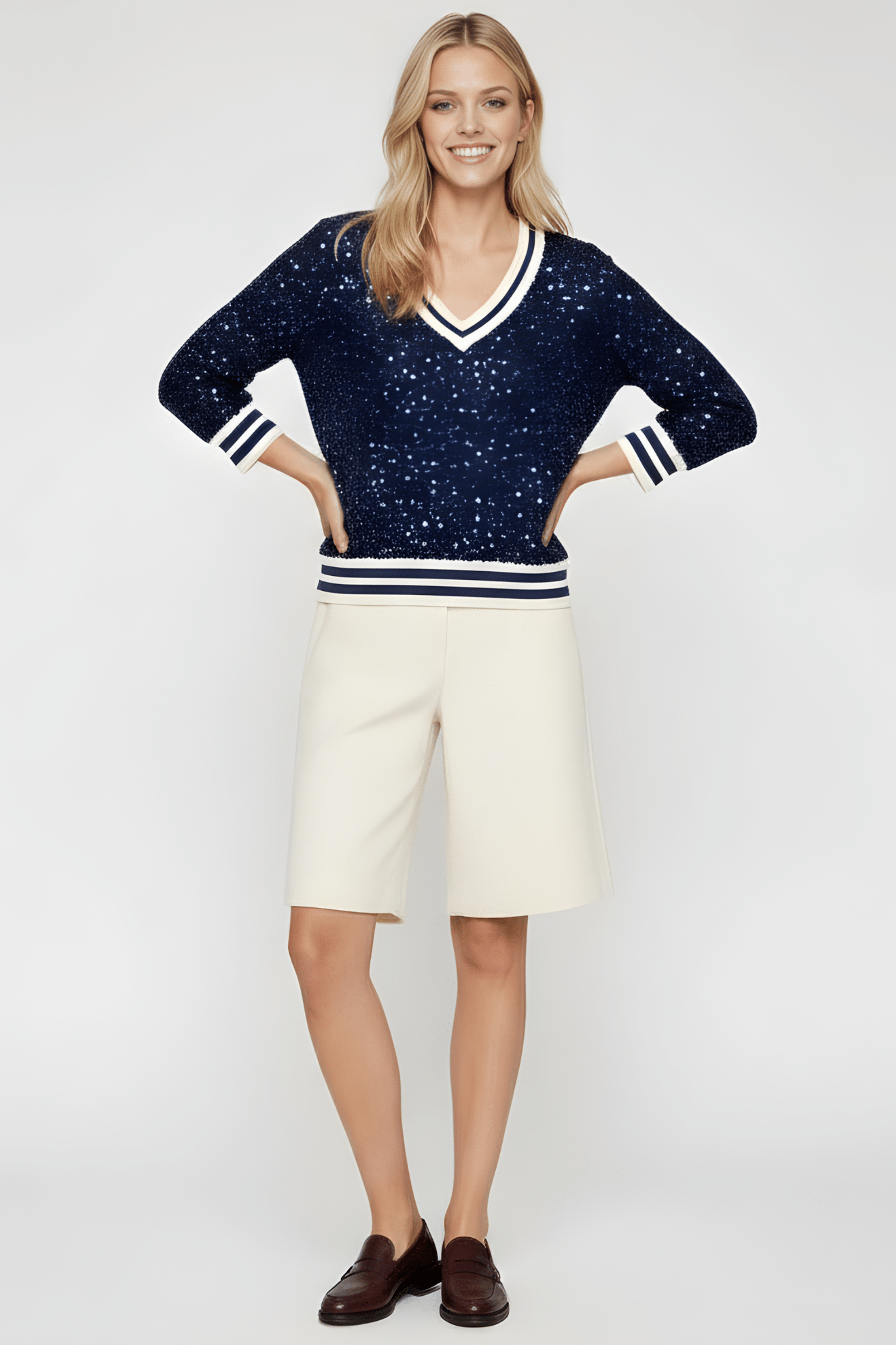 Camiseta azul lentejuelas con elasticos Lolitas&L - lolitasyl.com