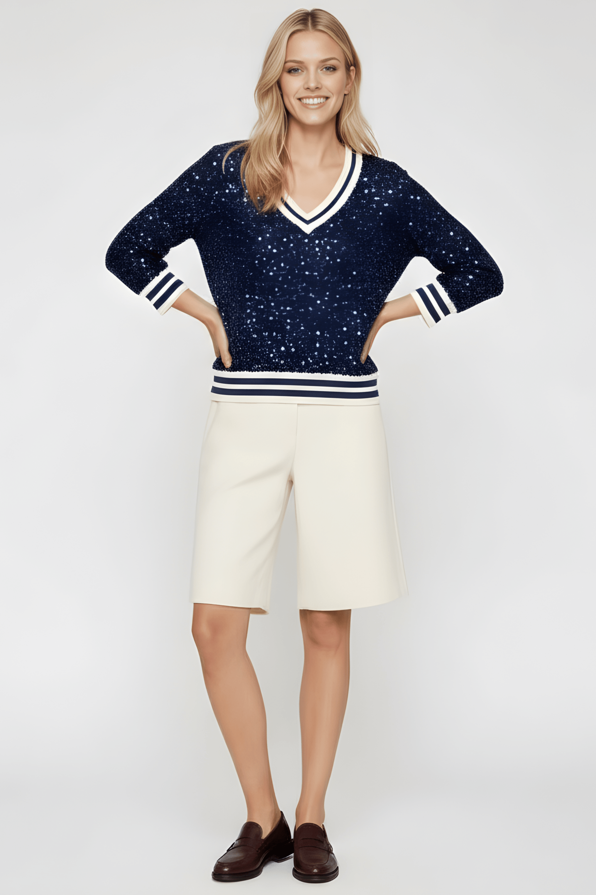 Camiseta azul lentejuelas con elasticos Lolitas&L - lolitasyl.com