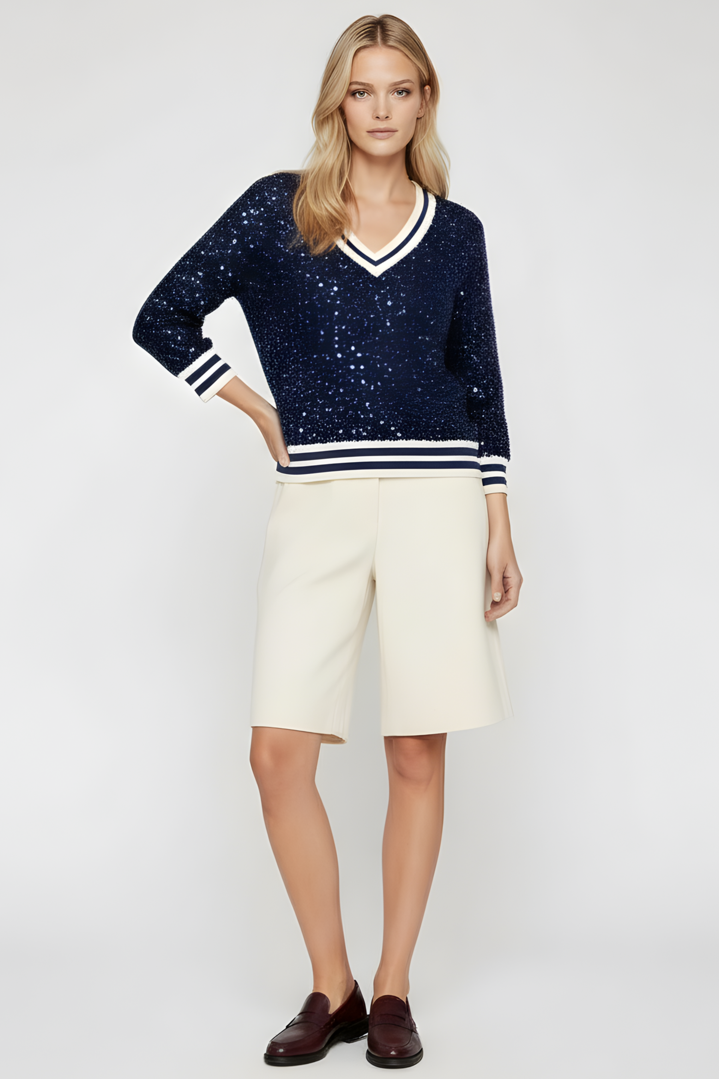 Camiseta azul lentejuelas con elasticos Lolitas&L