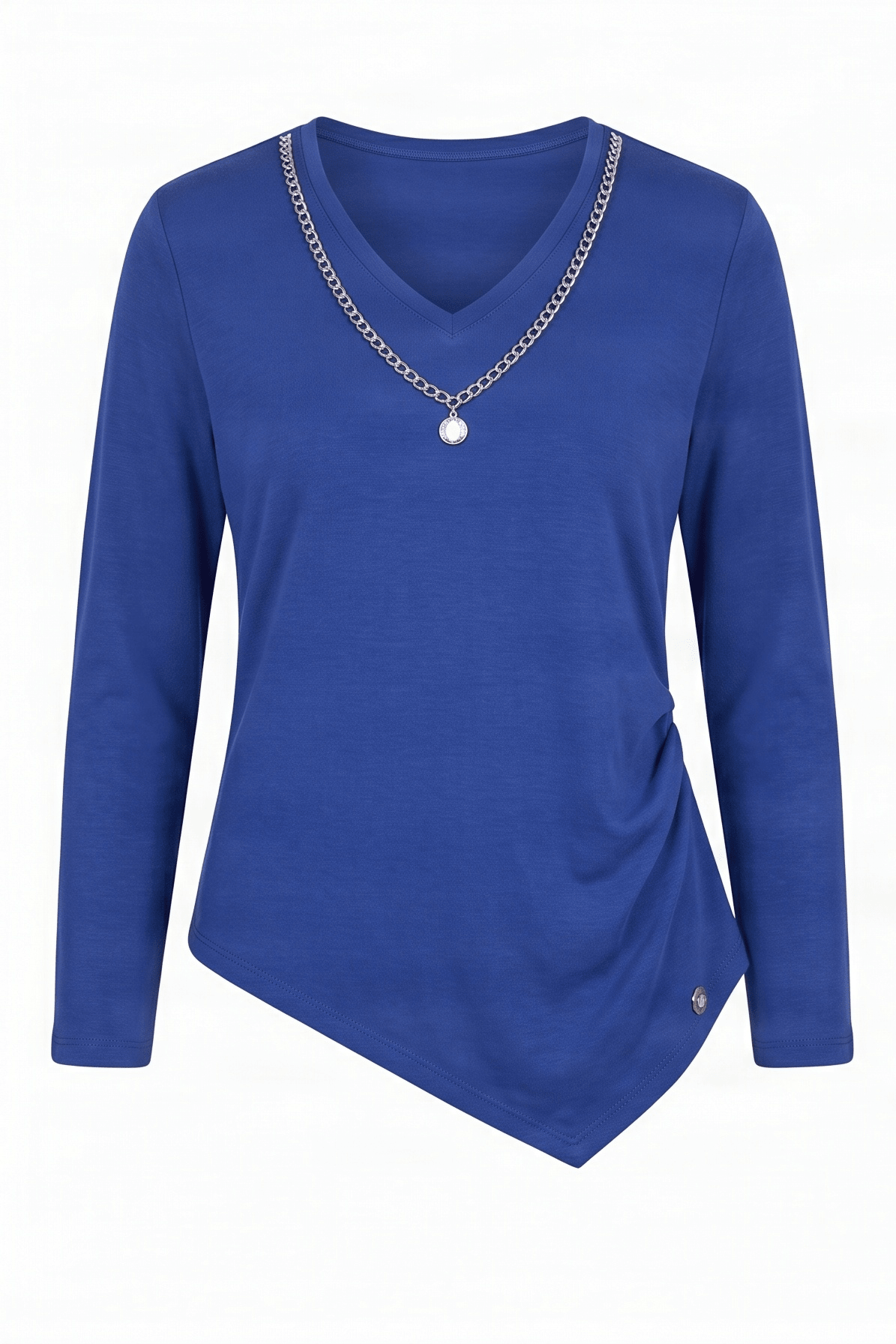Camiseta azul punto asimetrica con collar Lolitas&L - lolitasyl.com