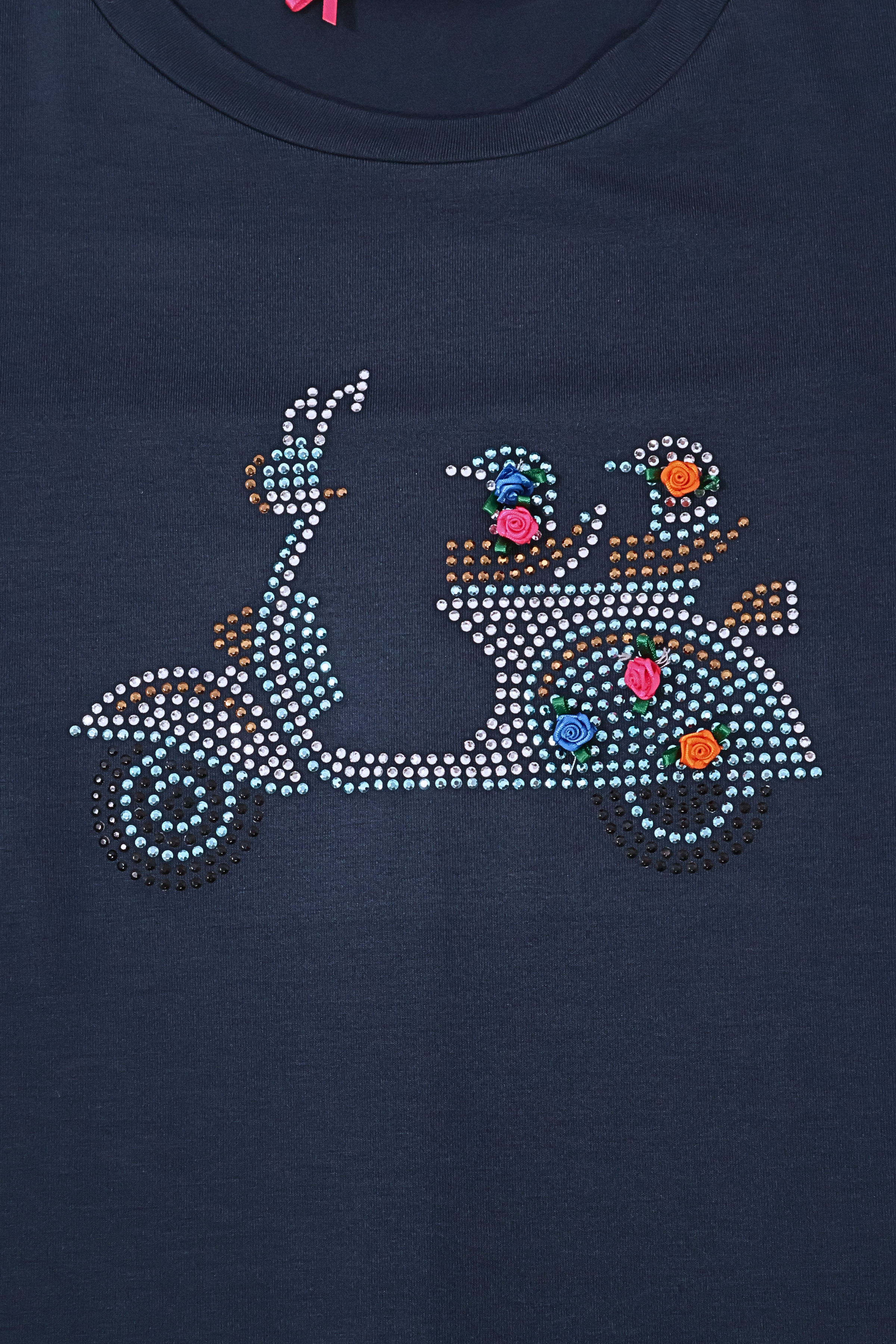 Camiseta azul con strass moto vespa Lolitas&L