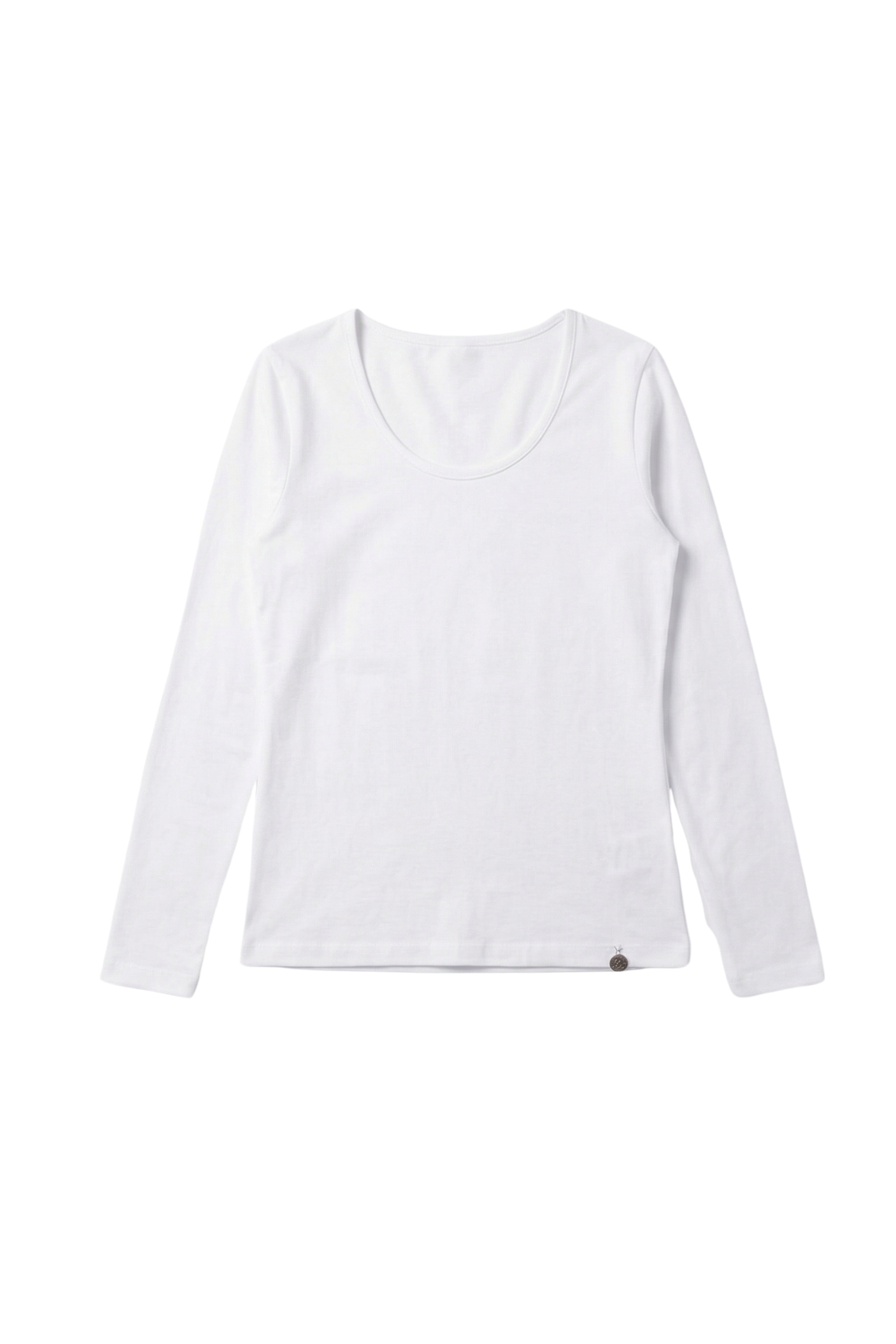 Camiseta blanca basica con escote collar y manga larga Lolitas&L