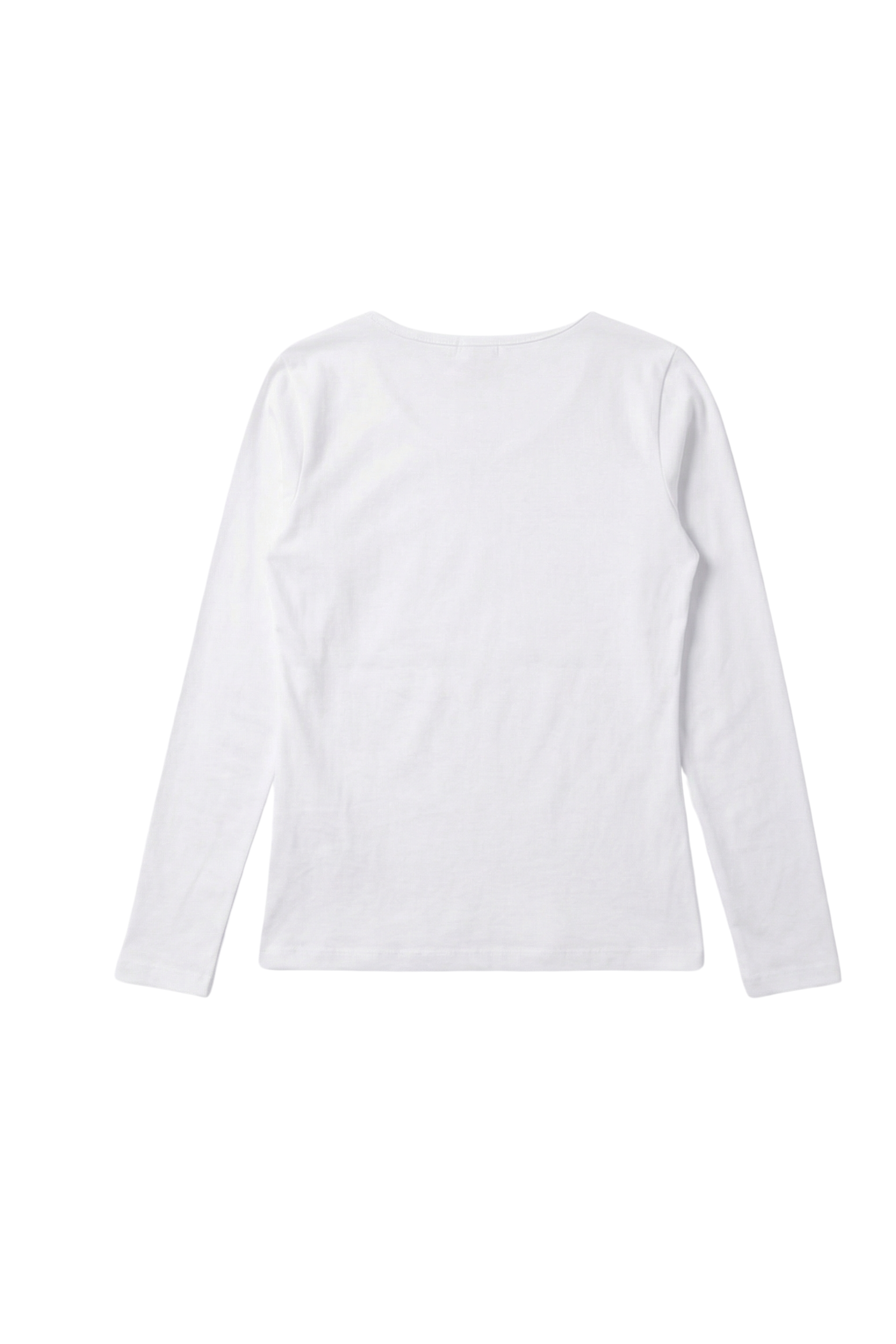 Camiseta blanca basica con escote collar y manga larga Lolitas&L