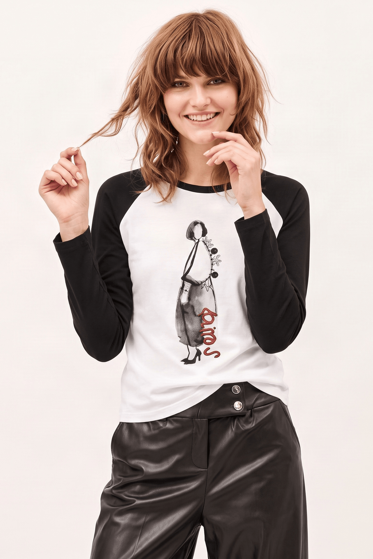 Camiseta Bicolor Blanca de Algodón con Estampado Digital y Piedras – Lolitas&L - lolitasyl.com
