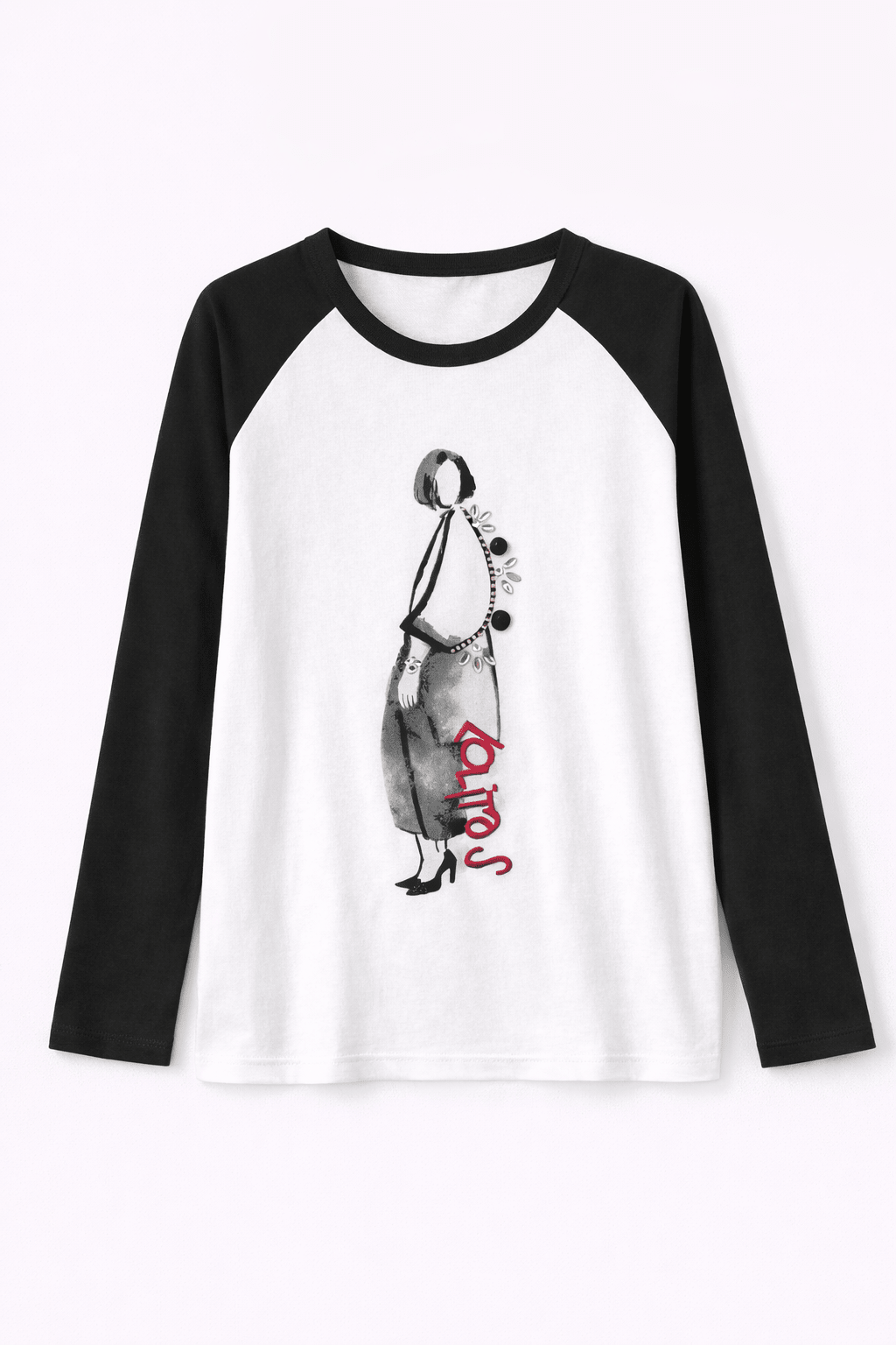 Camiseta Bicolor Blanca de Algodón con Estampado Digital y Piedras – Lolitas&L - lolitasyl.com