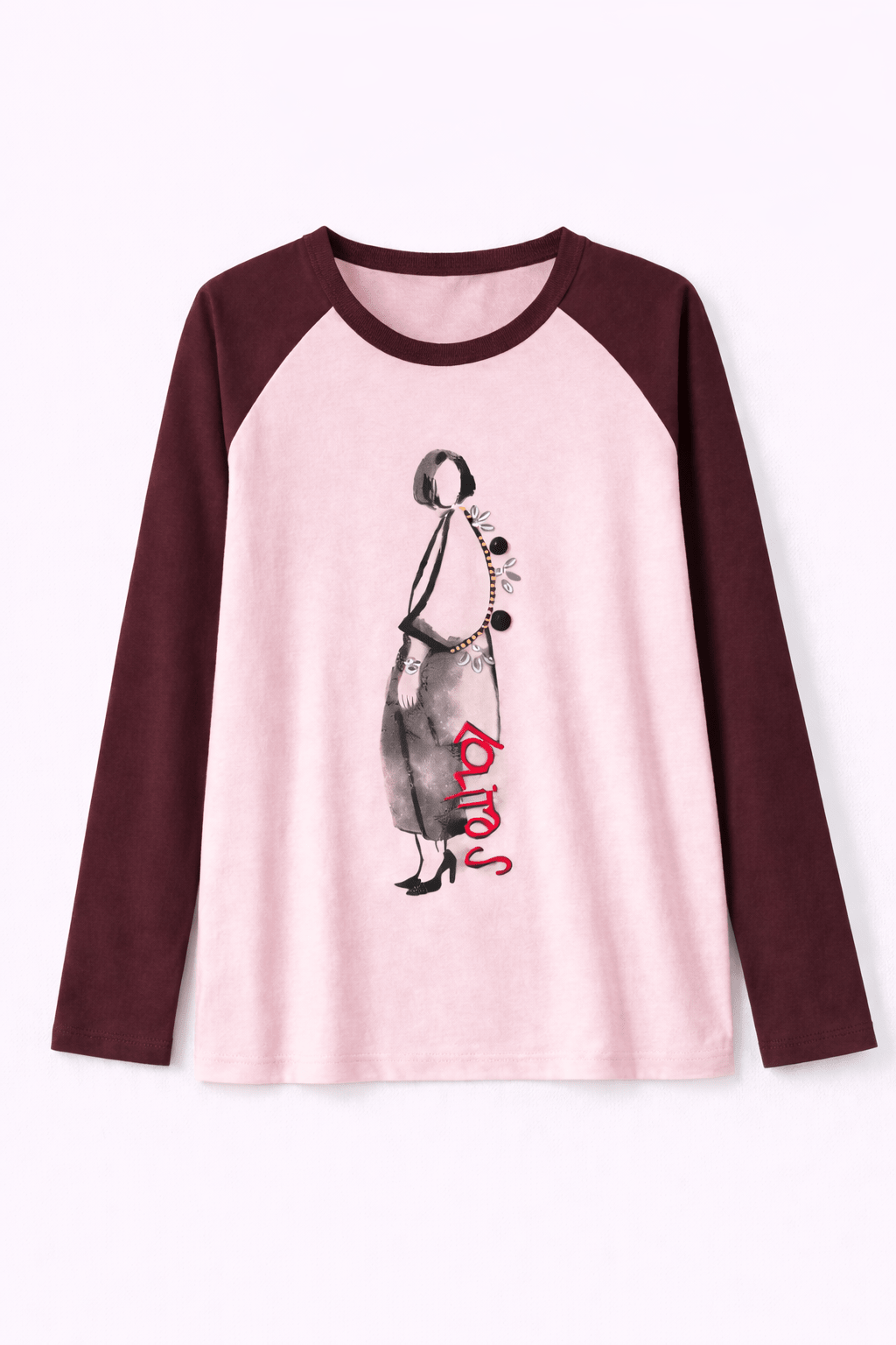 Camiseta Bicolor Rosa Claro de Algodón con Estampado Digital y Piedras – Lolitas&L - lolitasyl.com