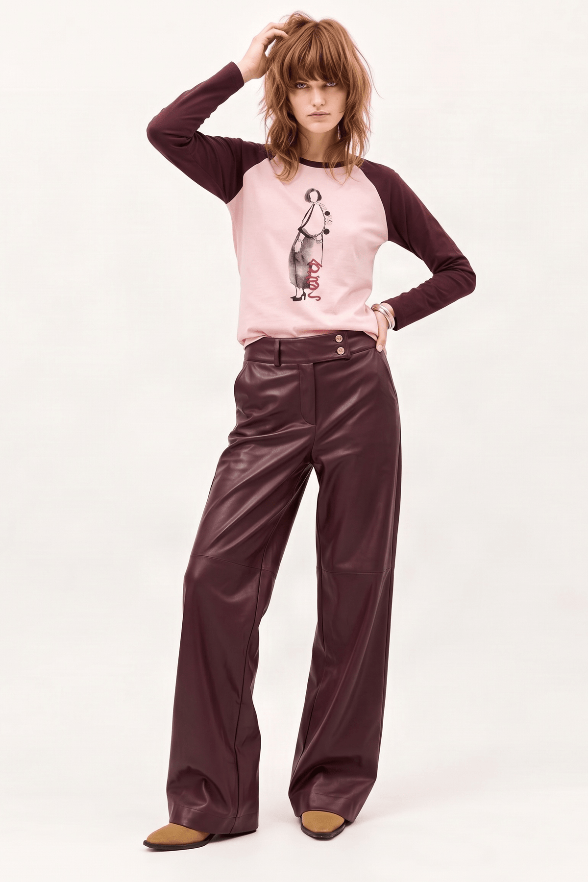 Camiseta Bicolor Rosa Claro de Algodón con Estampado Digital y Piedras – Lolitas&L - lolitasyl.com