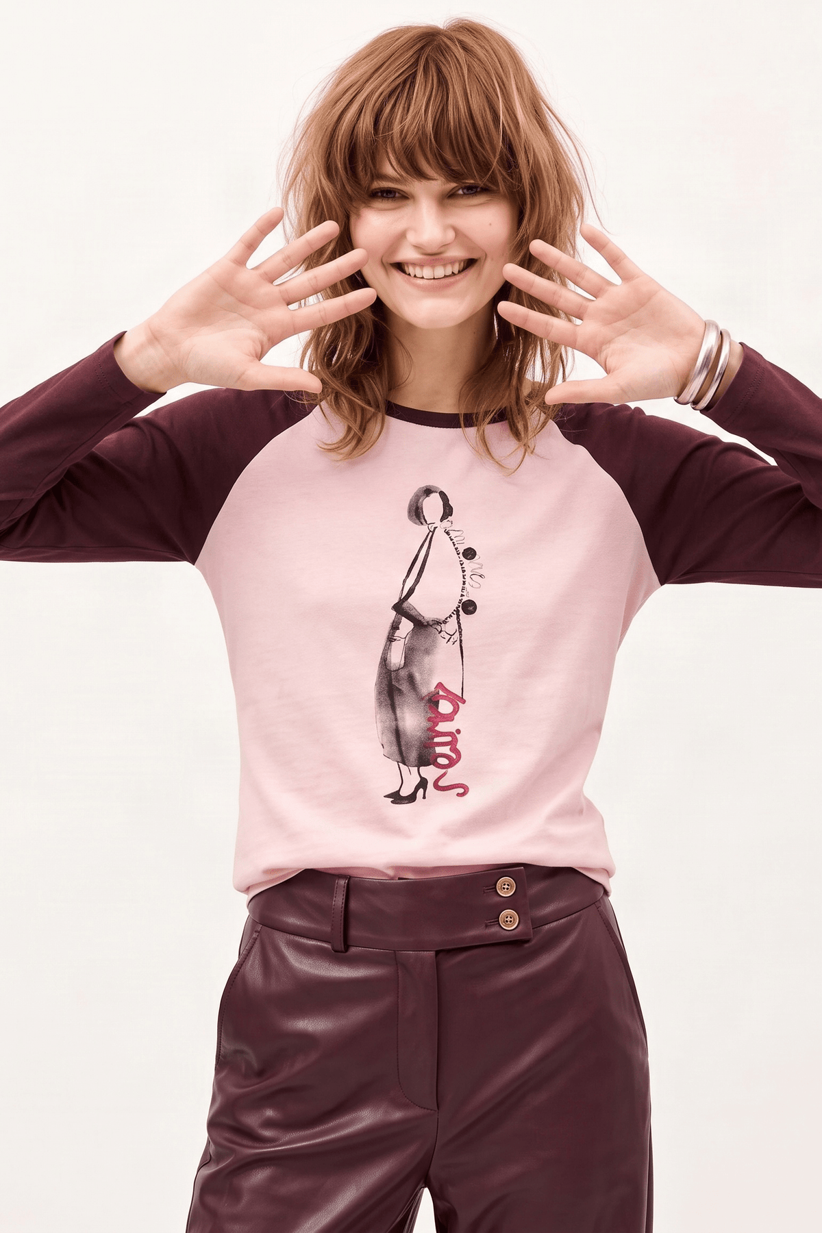Camiseta Bicolor Rosa Claro de Algodón con Estampado Digital y Piedras – Lolitas&L - lolitasyl.com