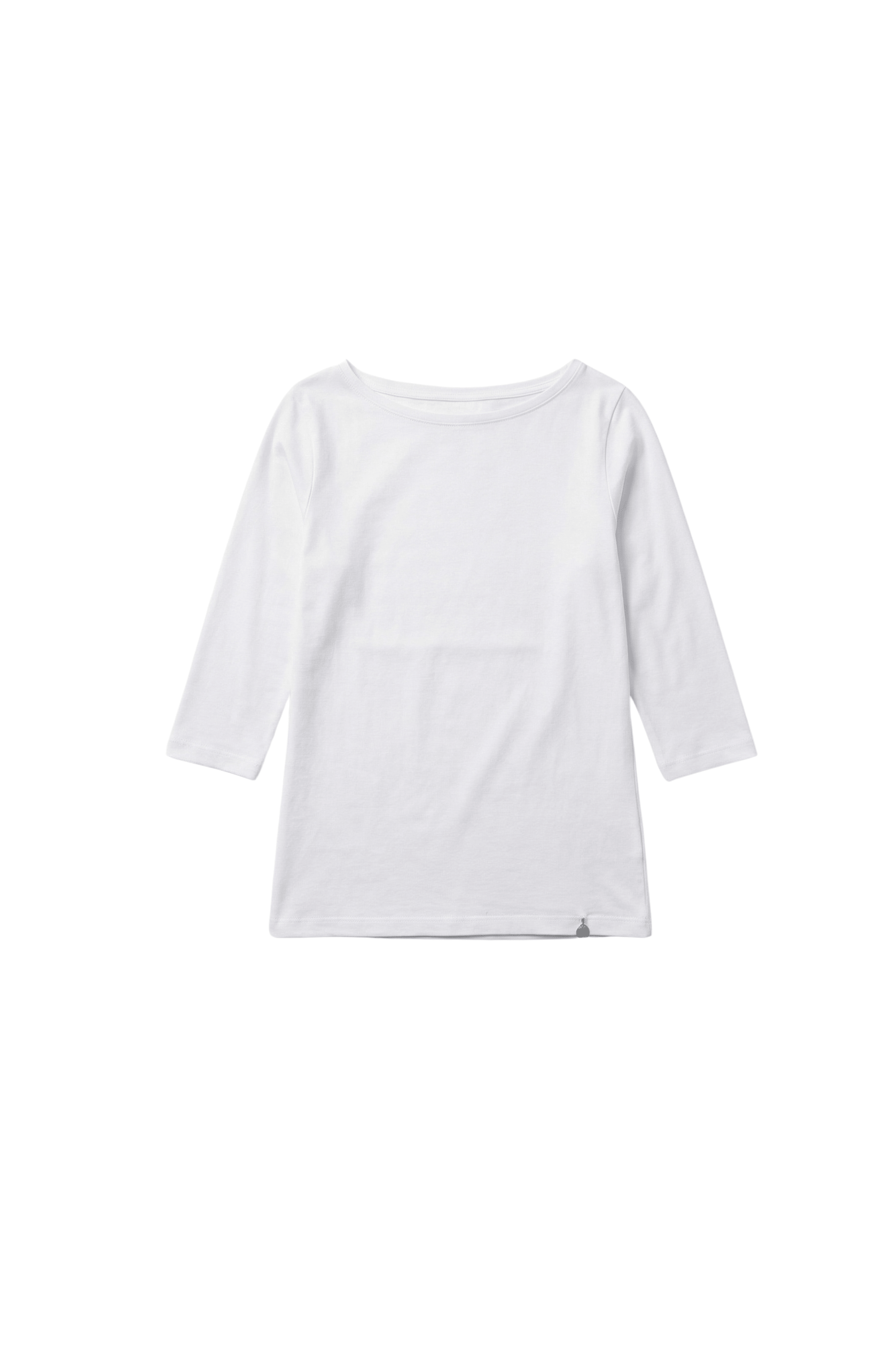 Camiseta blanca basica con escote barco y manga al codo Lolitas&L - lolitasyl.com