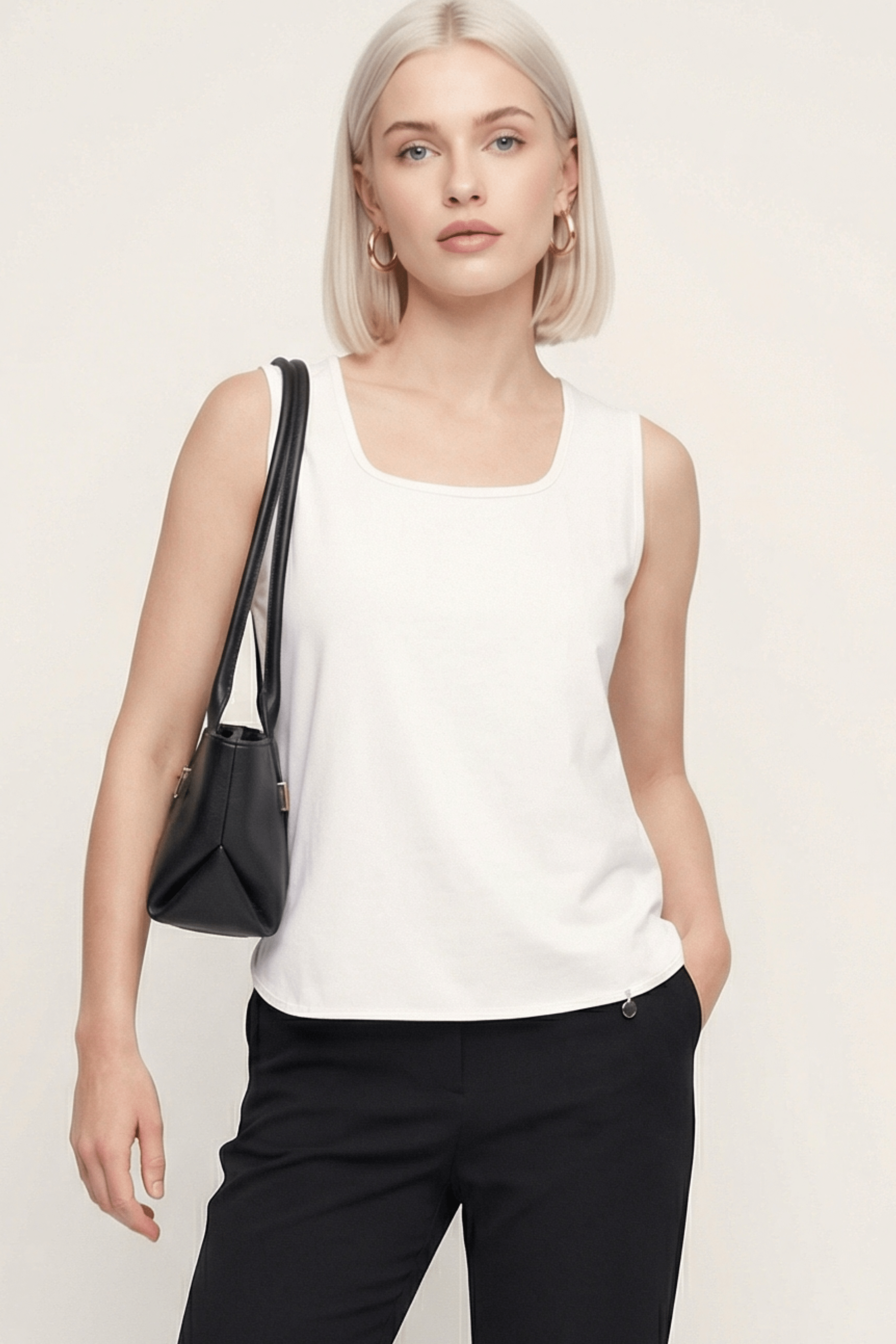 Camiseta blanca basica tirantes con escote cuadrado Lolitas&L - lolitasyl.com