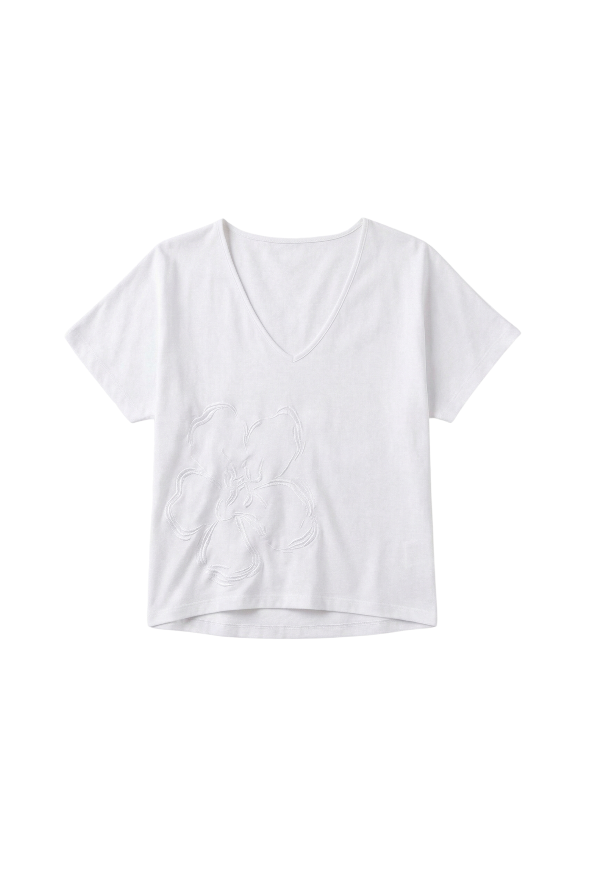 Camiseta blanca con bordado al tono flor LolitasyL
