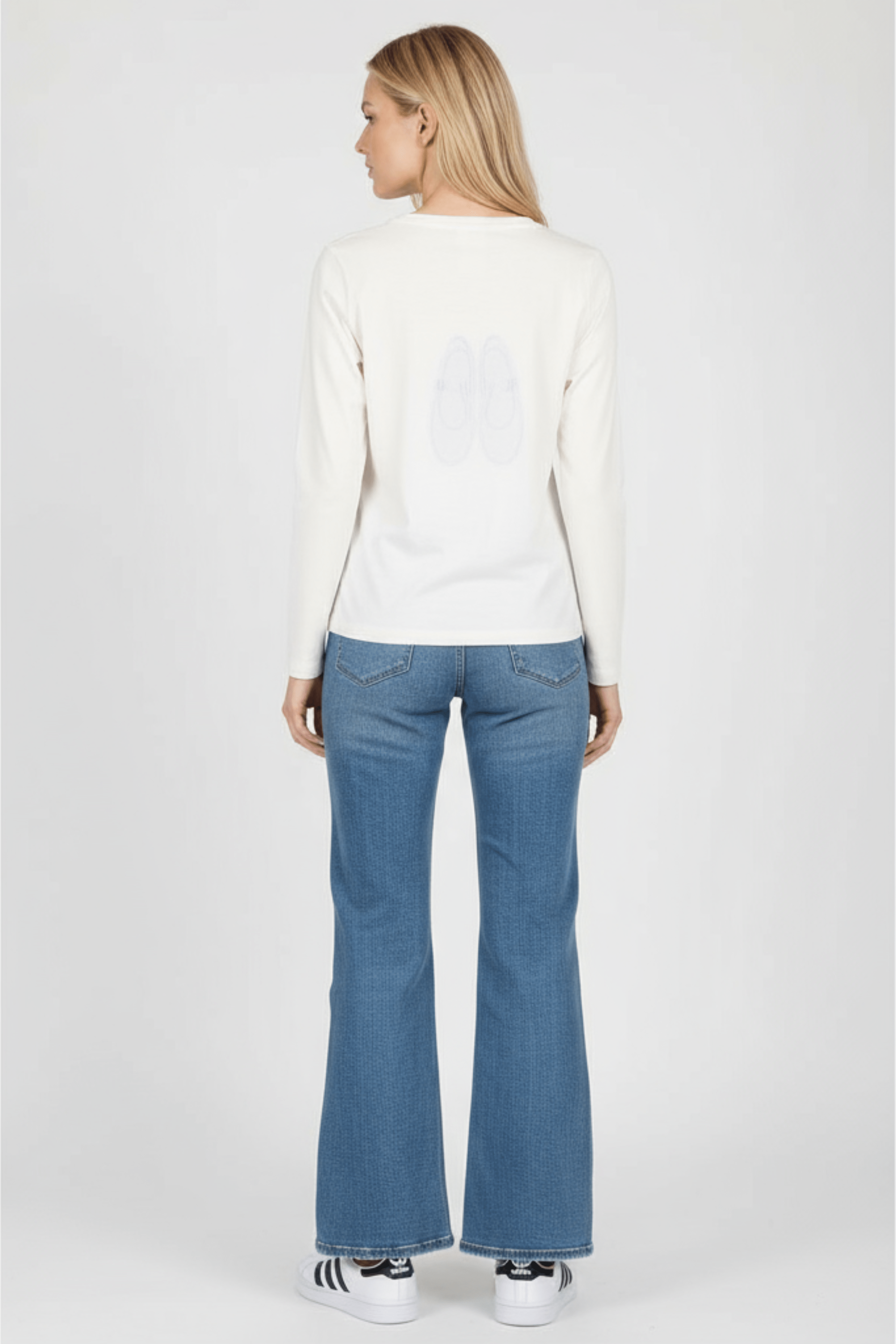 Camiseta blanca bordado bailarinas strass con manga larga Lolitas&L - lolitasyl.com