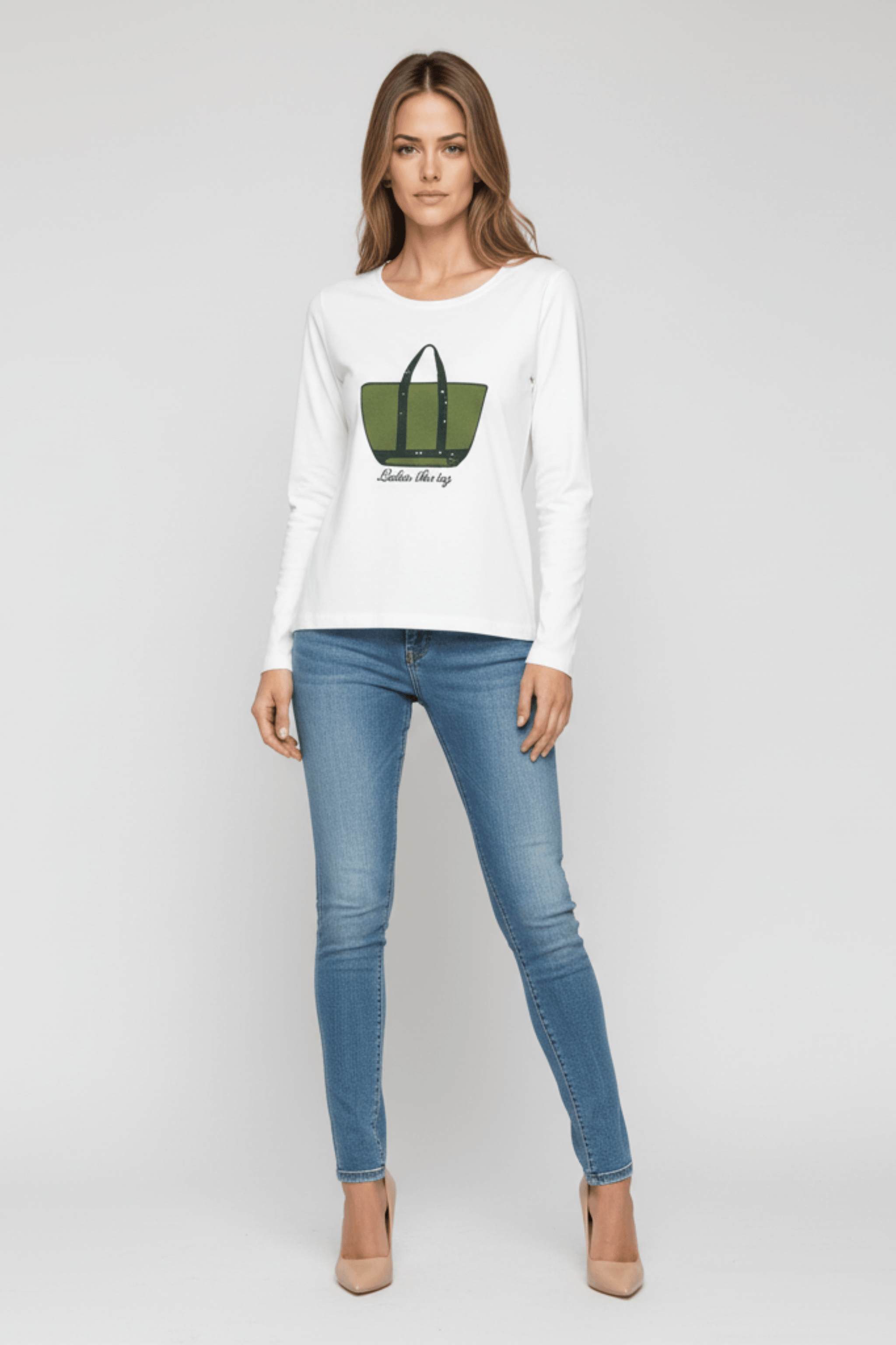 Camiseta blanca bordado bolsito verde manga larga Lolitas&L - lolitasyl.com