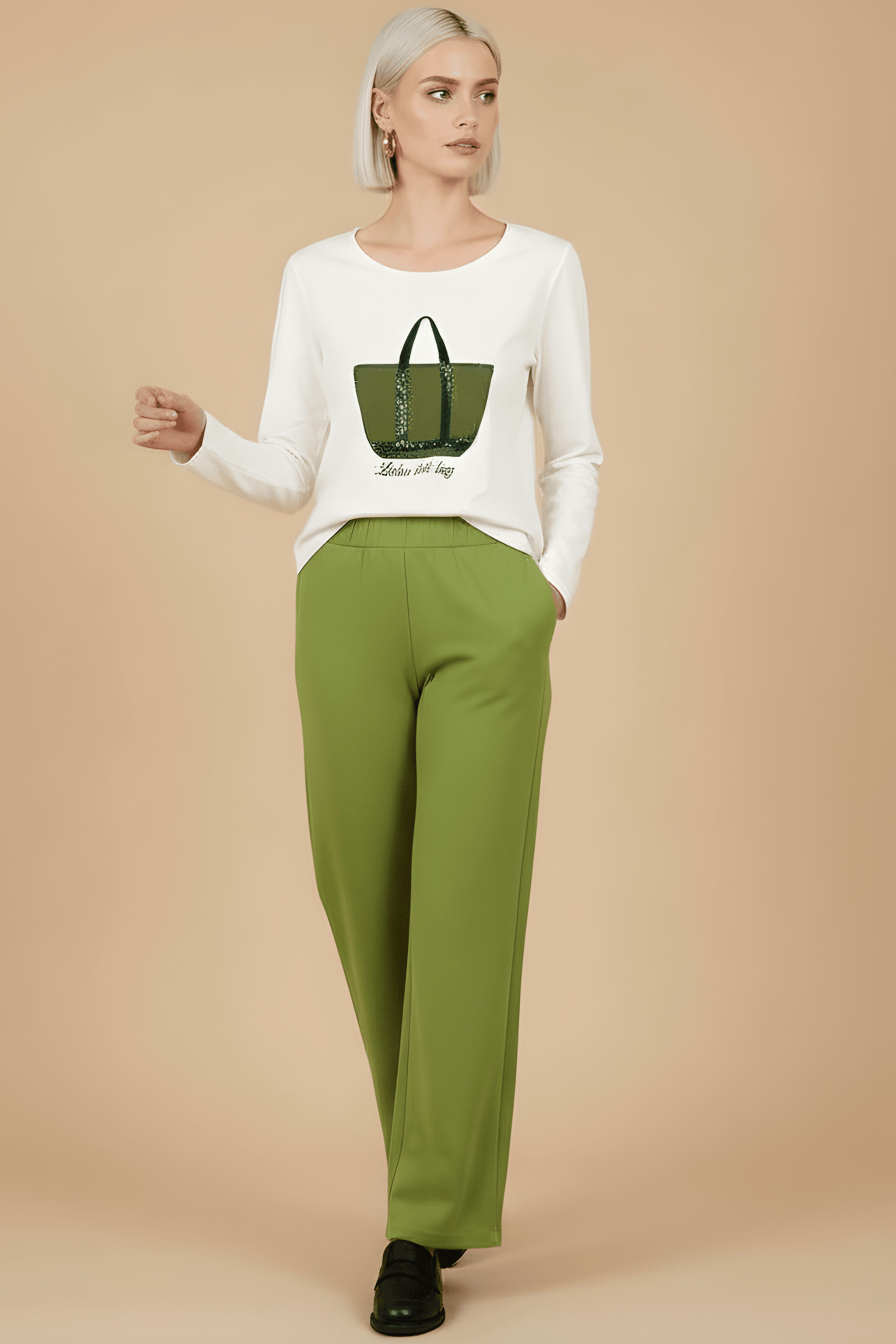 Camiseta blanca bordado bolsito verde manga larga Lolitas&L - lolitasyl.com