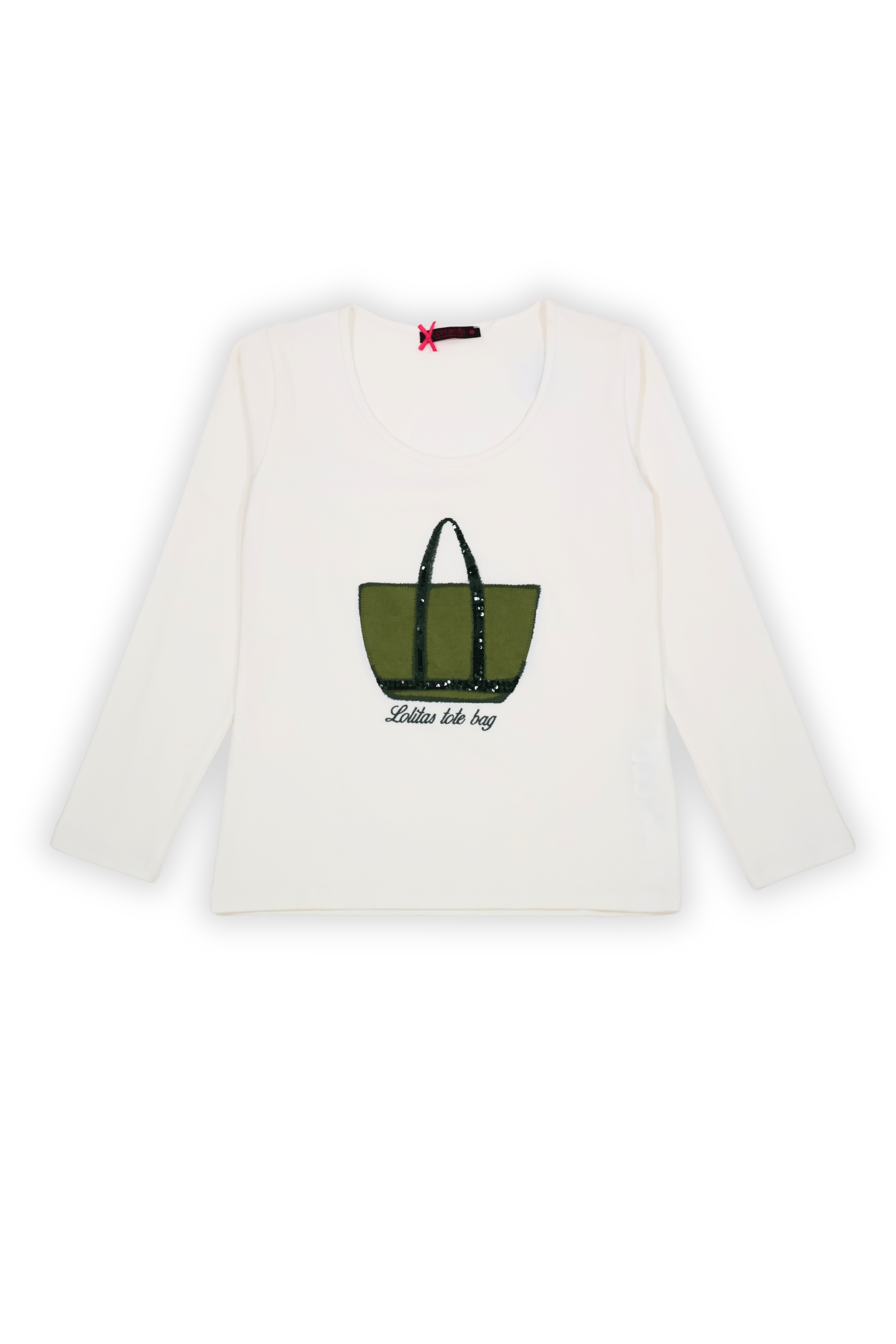 Camiseta blanca bordado bolsito verde manga larga Lolitas&L - lolitasyl.com